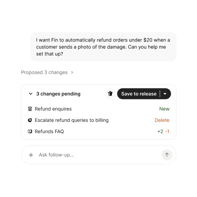 Operator composing a change to how Fin handles order tracking