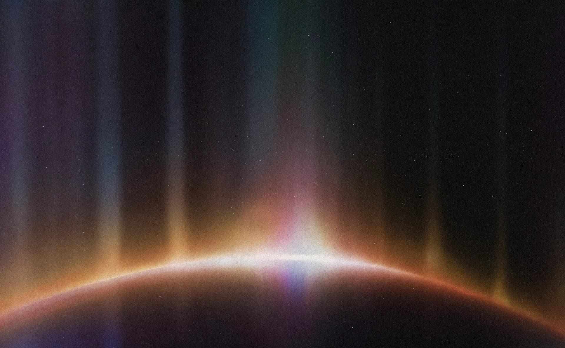 A decorative background depicting a solar flare in space