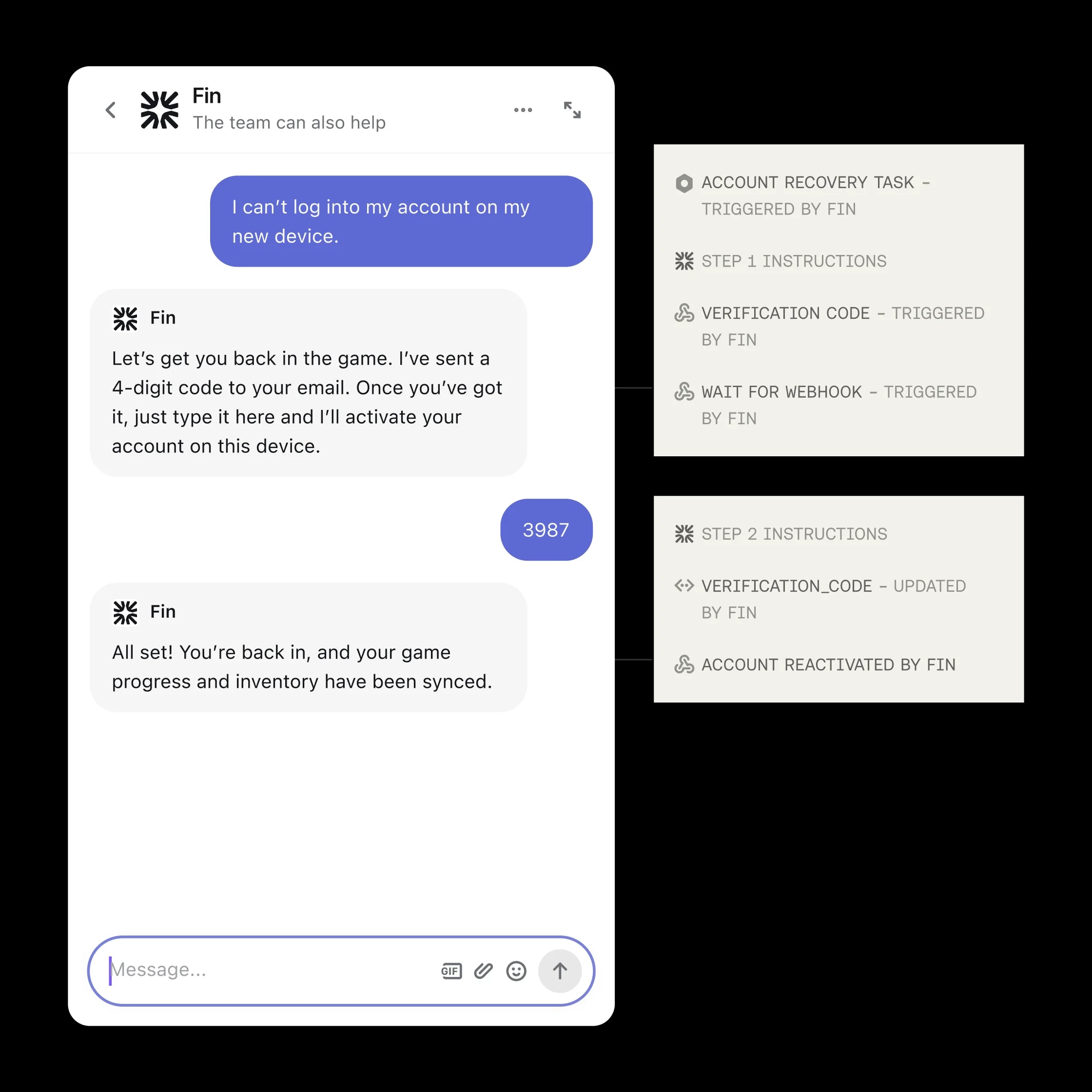 Support flows for gaming such as account recovery and refunds on desktop