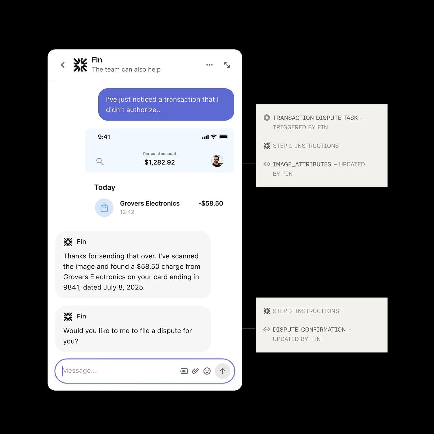 Workflow automation for financial services customer support on mobile