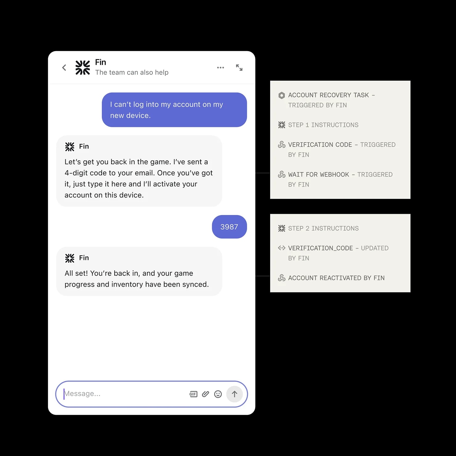 Support flows for gaming such as account recovery and refunds on mobile