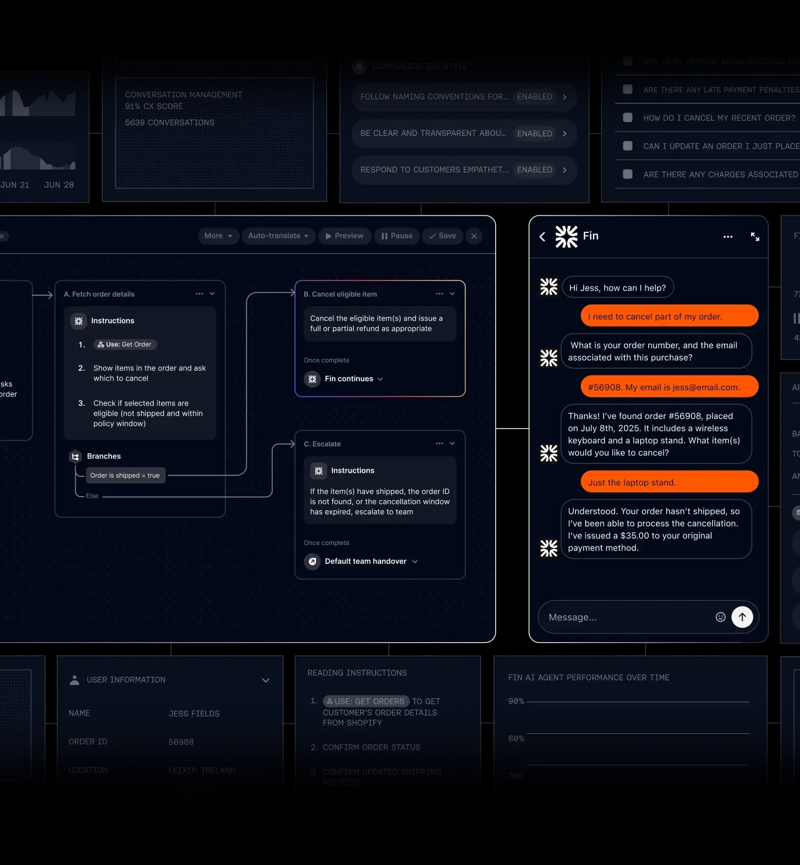A screenshot of the Fin Tasks interface