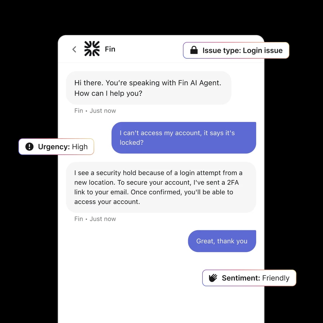 Fin detects key attributes in every conversation