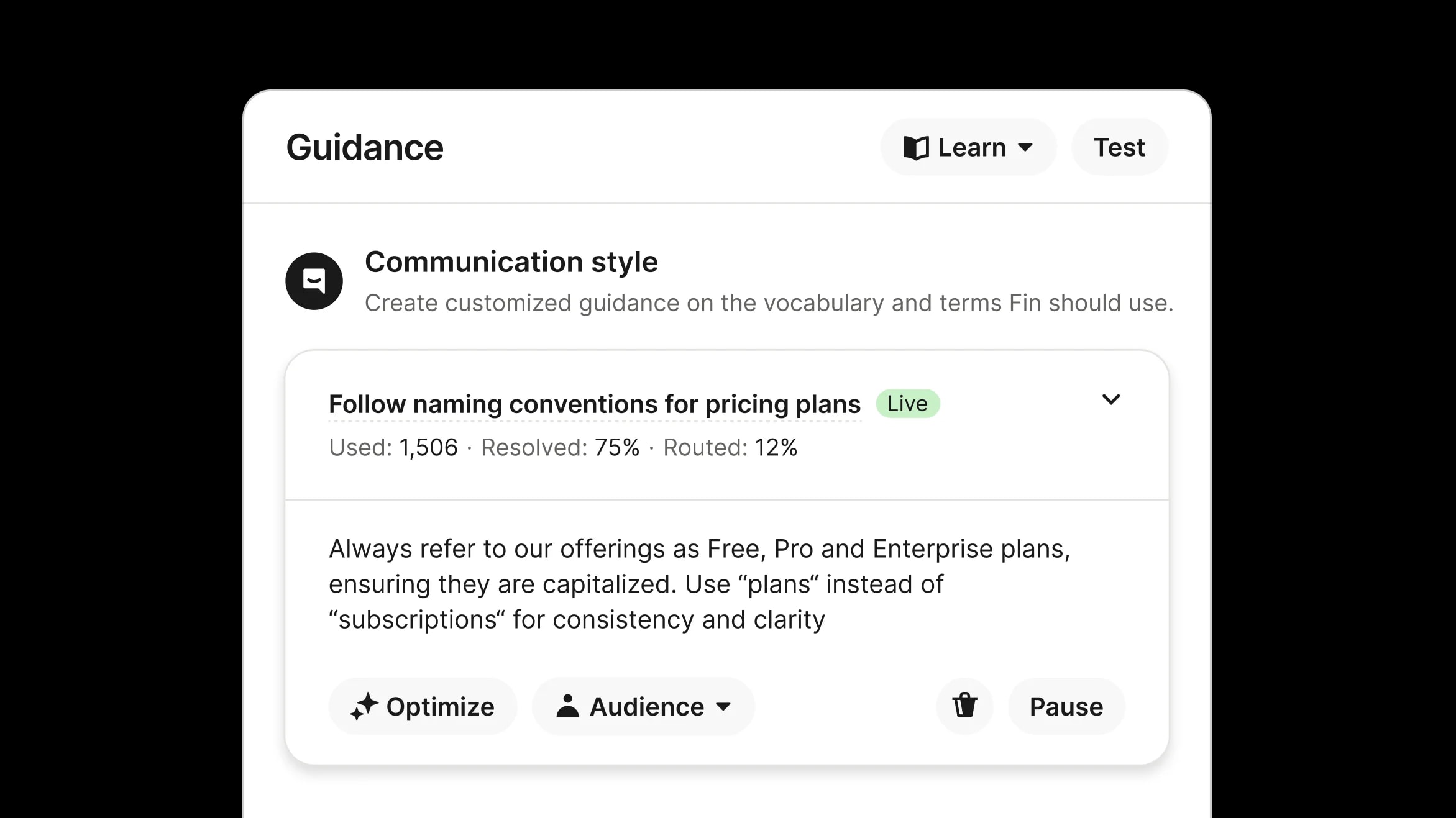 Define Fin's behavior