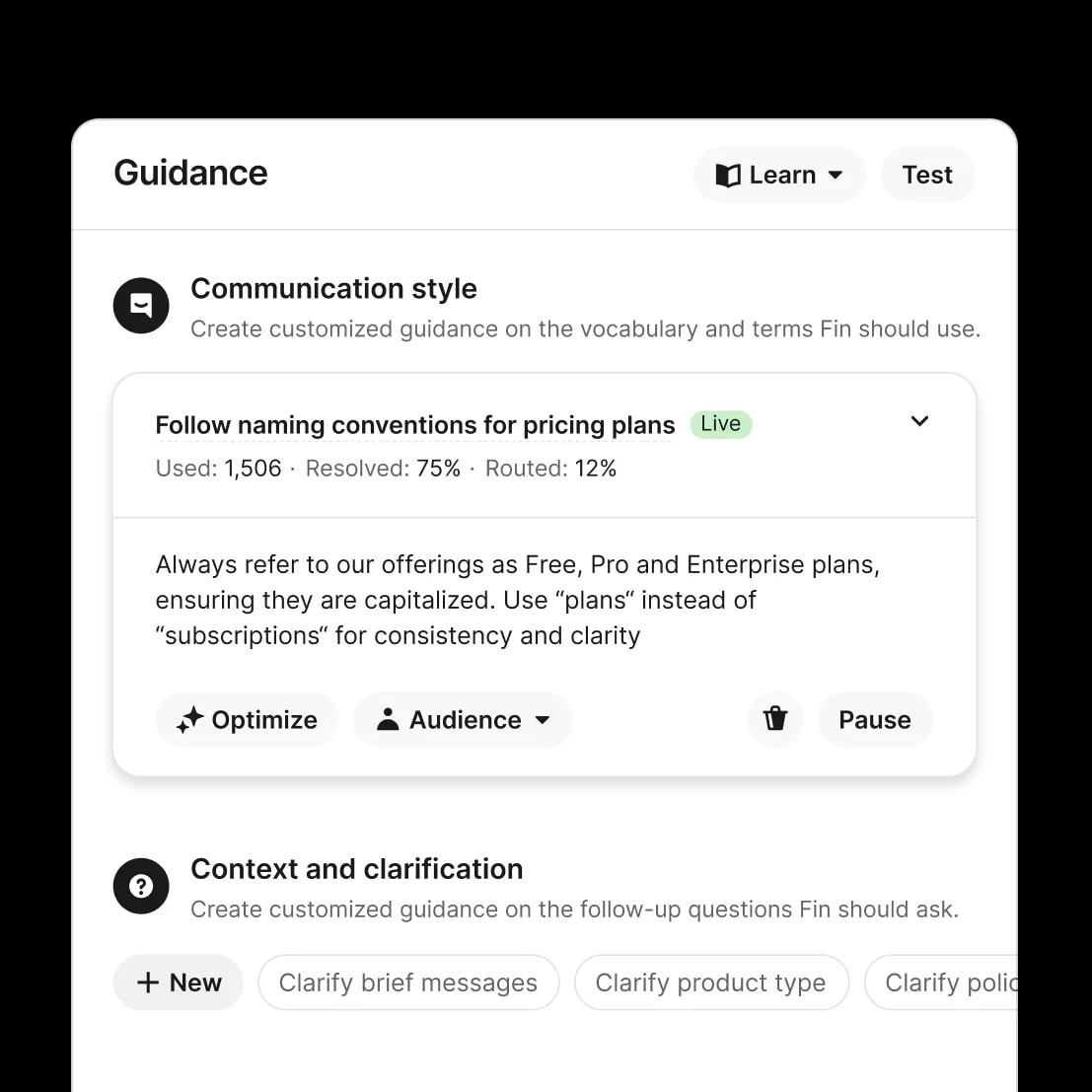 Define Fin's behavior