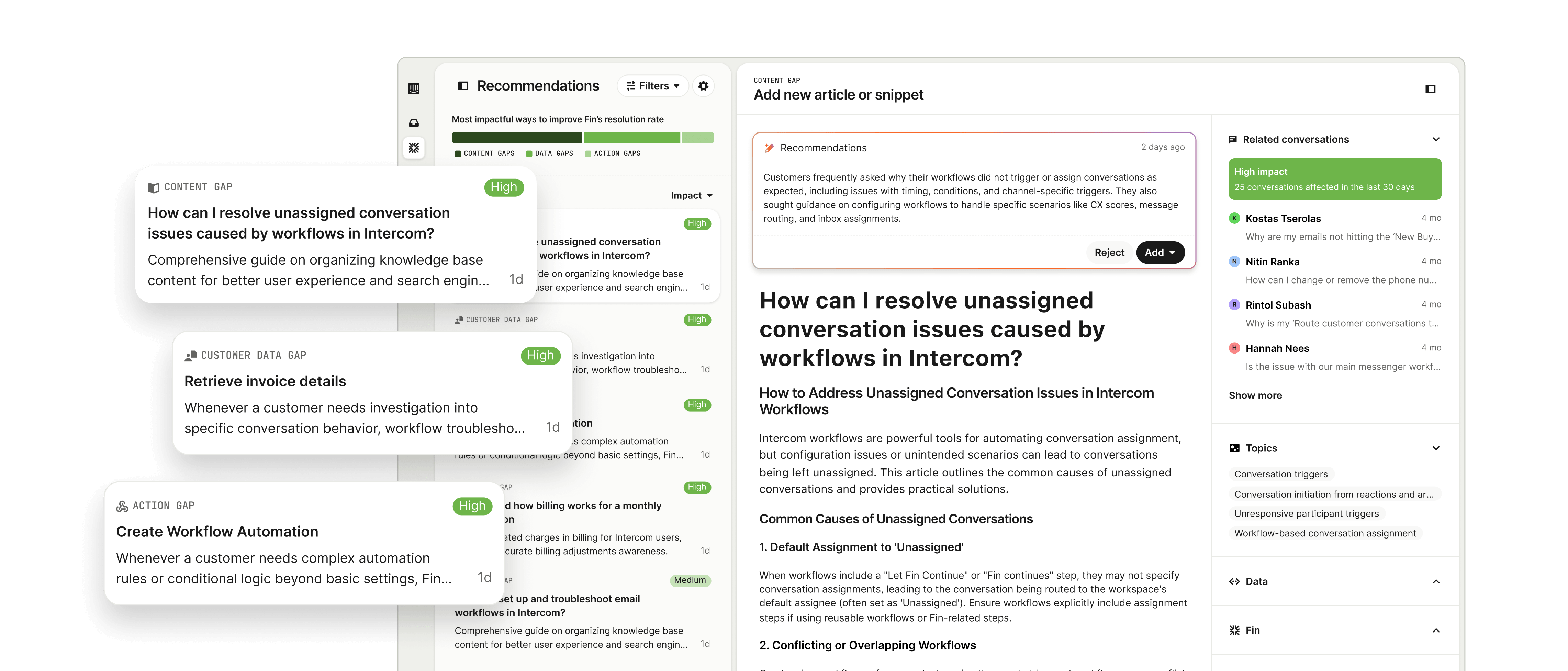 Recommendations overview showing prioritized improvement suggestions