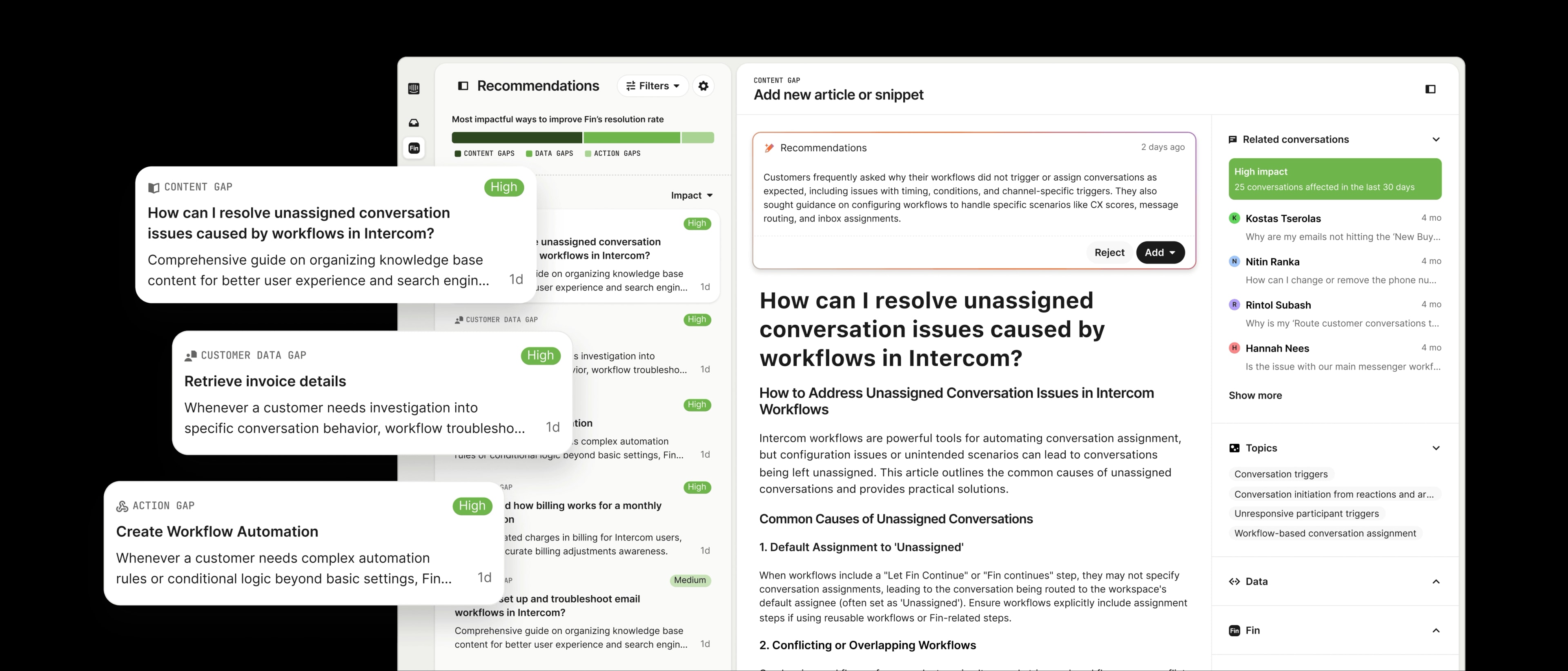 Recommendations overview showing prioritized improvement suggestions