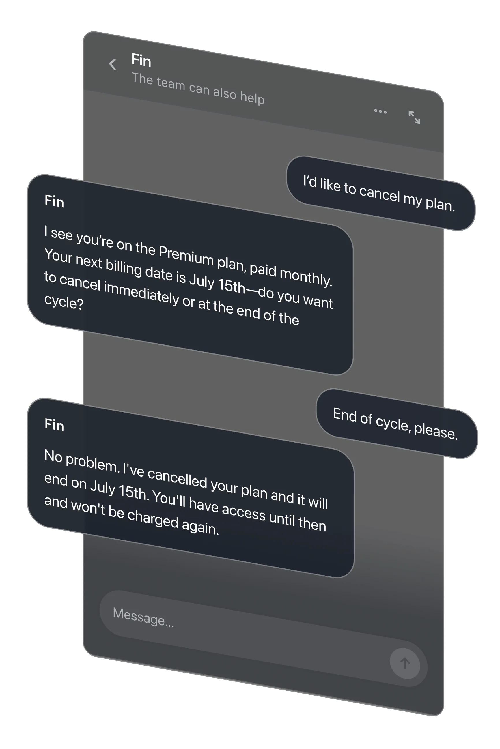 Fin for live chat hero image