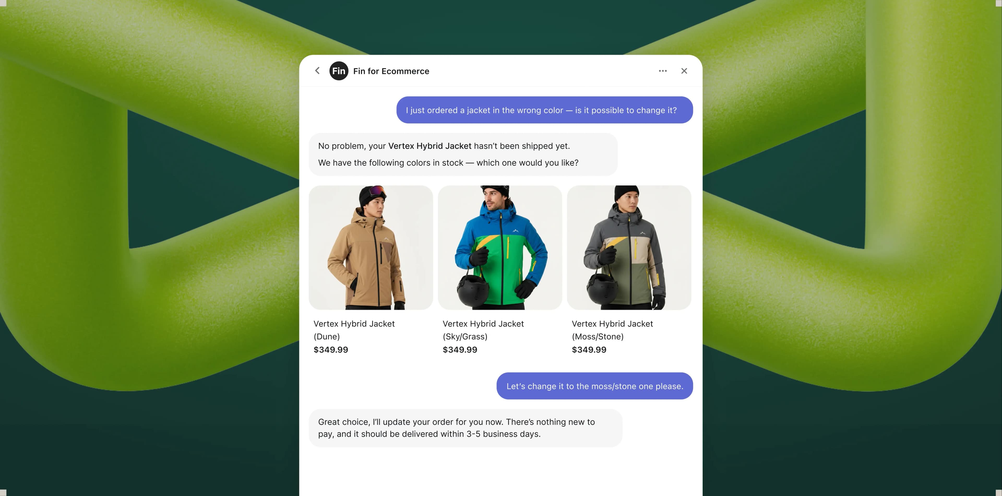 Fin for Ecommerce — one agent, no handoffs