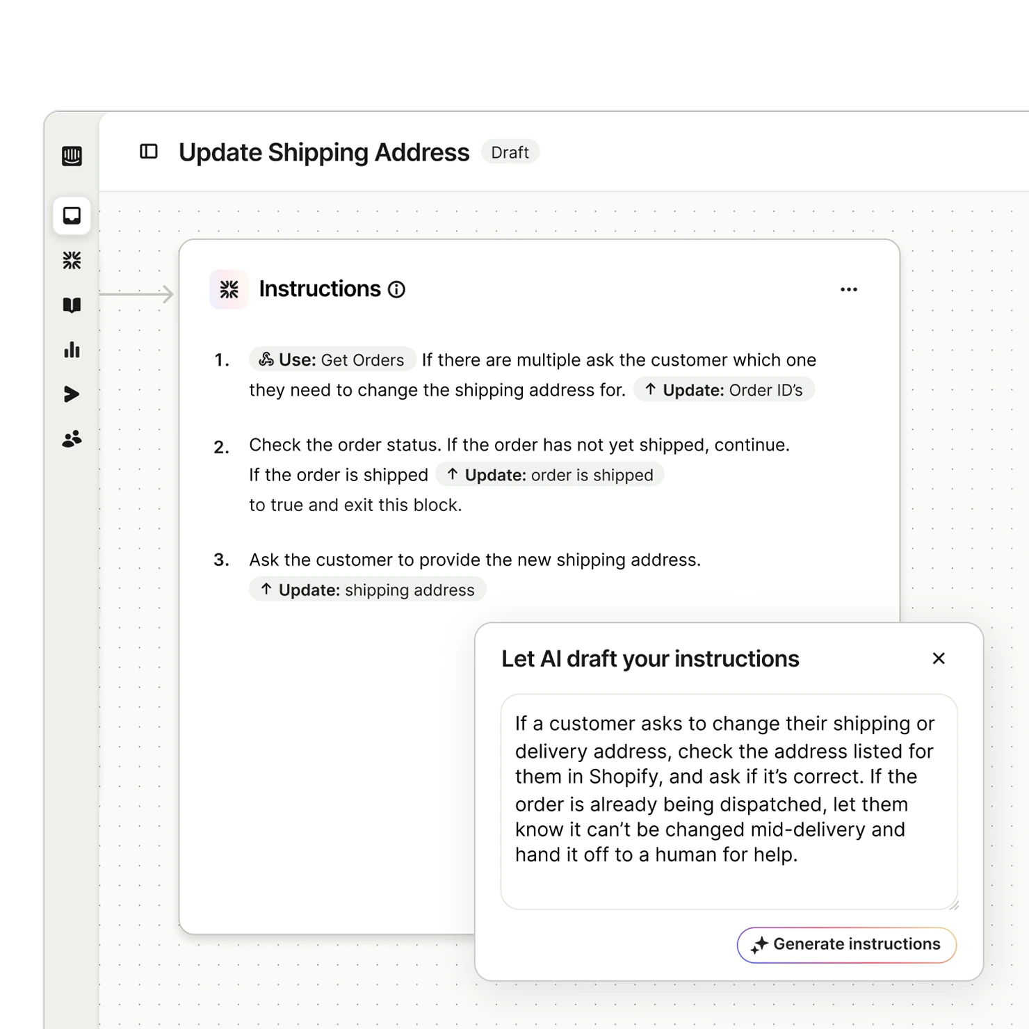 Illustration showing Fin taking instant actions across connected systems (mobile)