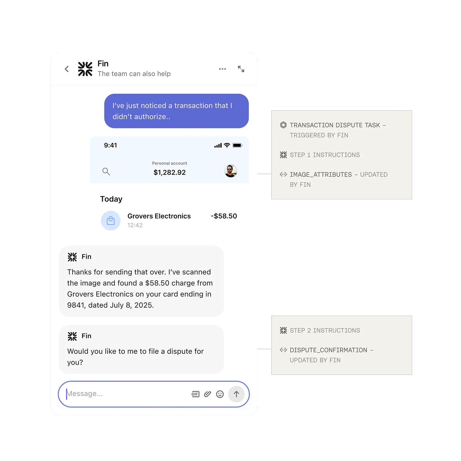 Workflow automation for financial services customer support on mobile