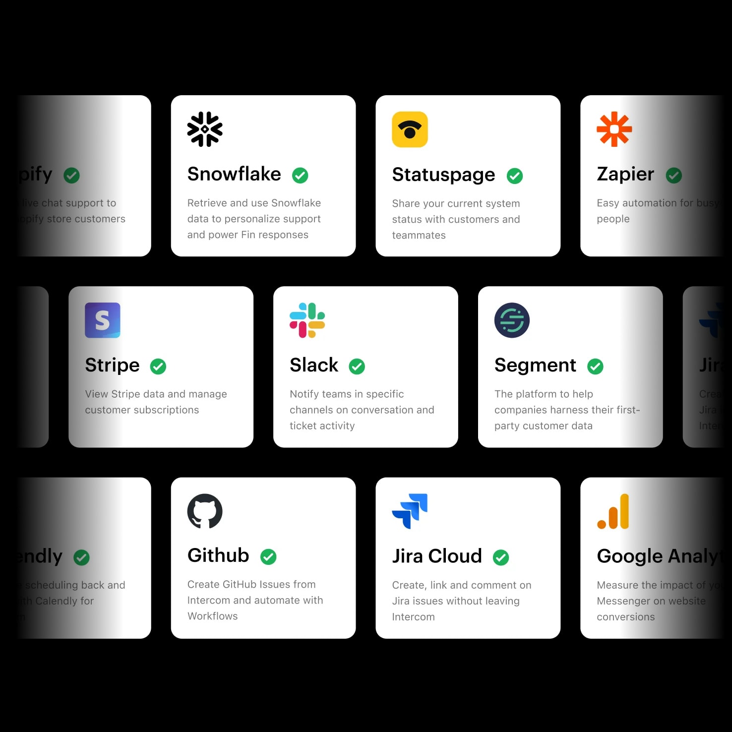 Diagram showing Fin integrating with helpdesk, data sources, and systems (mobile)