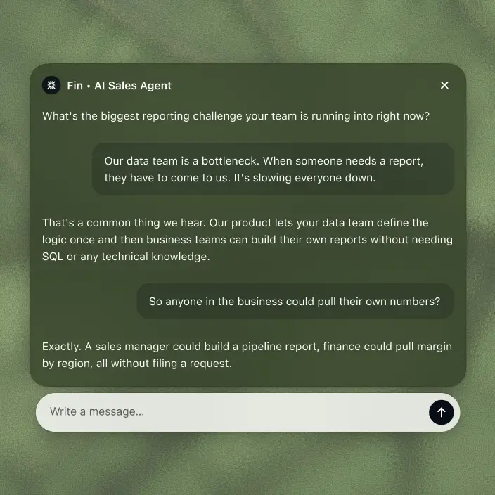 Fin guiding a buyer through product discovery