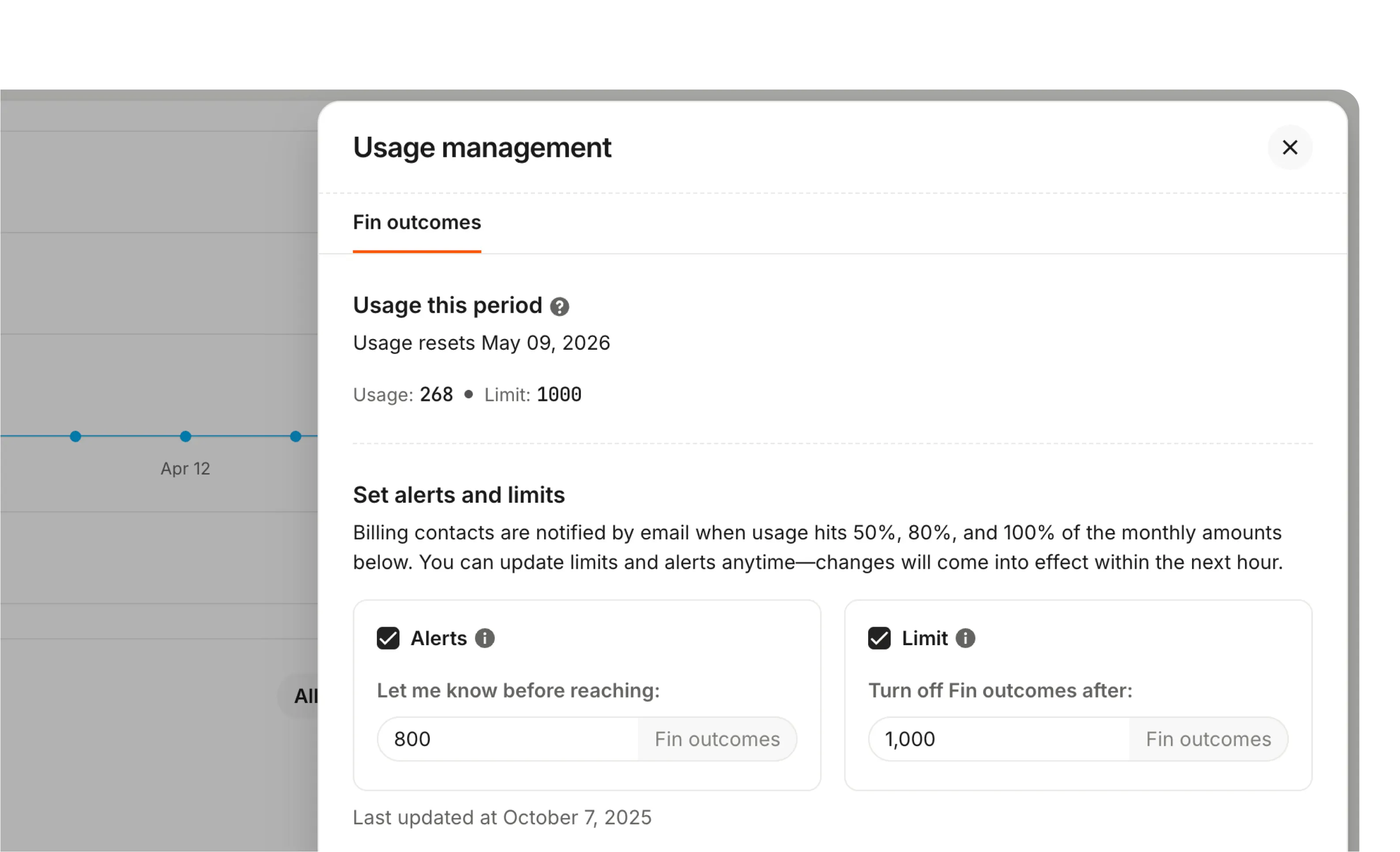 Usage controls dashboard