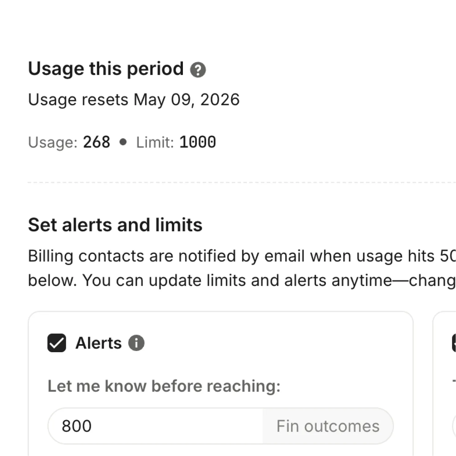 Usage controls dashboard