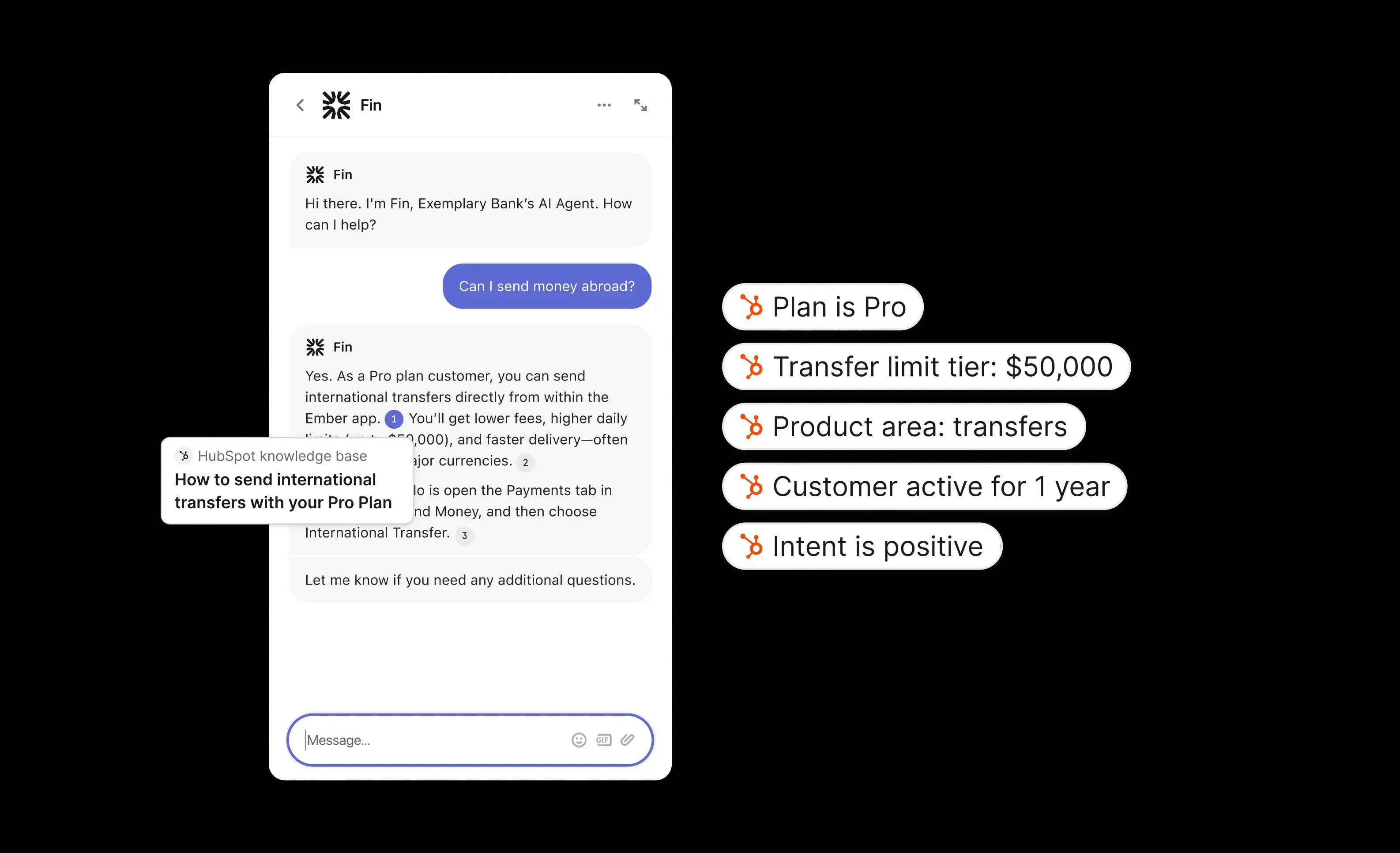 Fin keeping HubSpot data enriched automatically