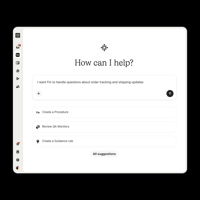 Configuring Fin in natural language to handle order tracking and shipping questions