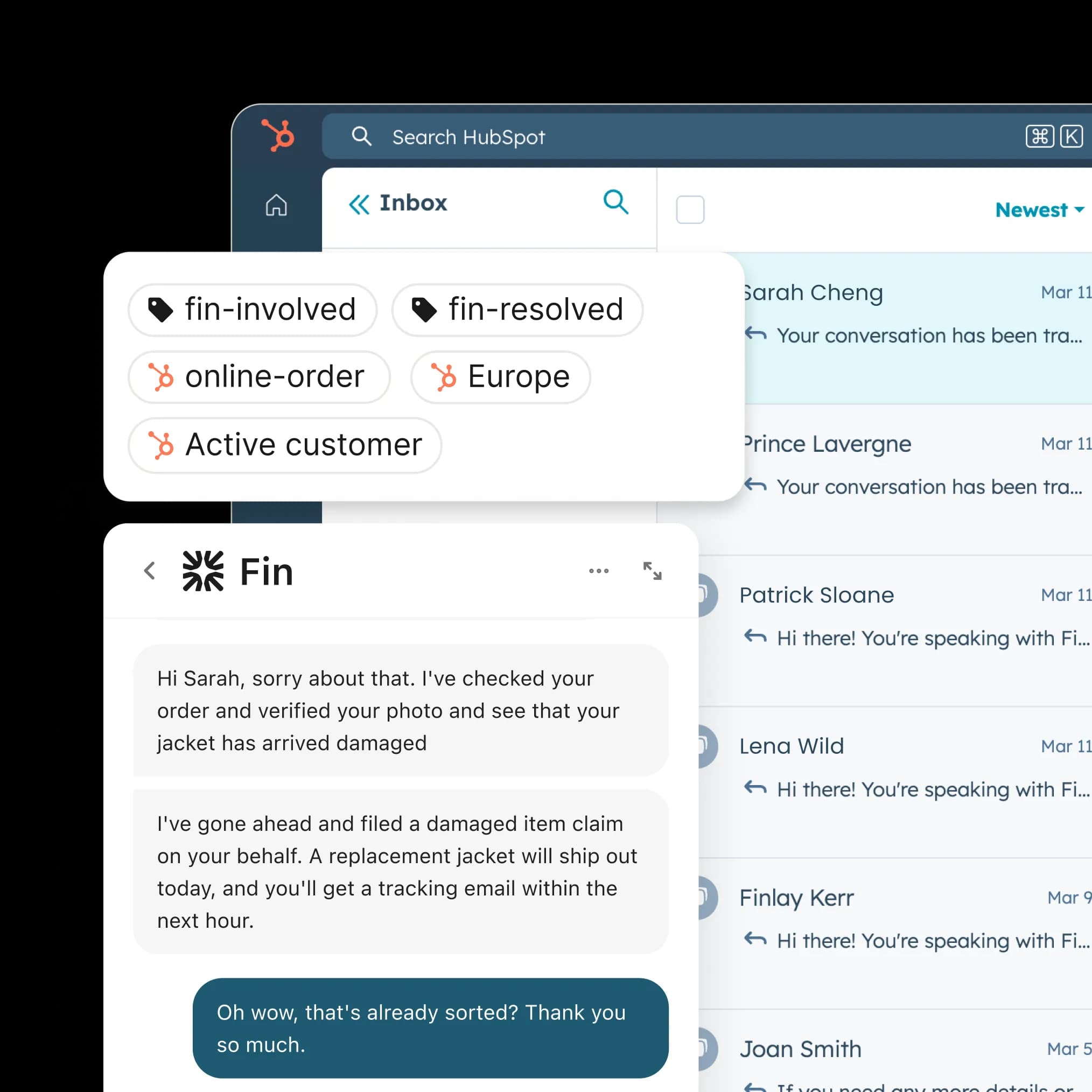 Fin for HubSpot customer experience