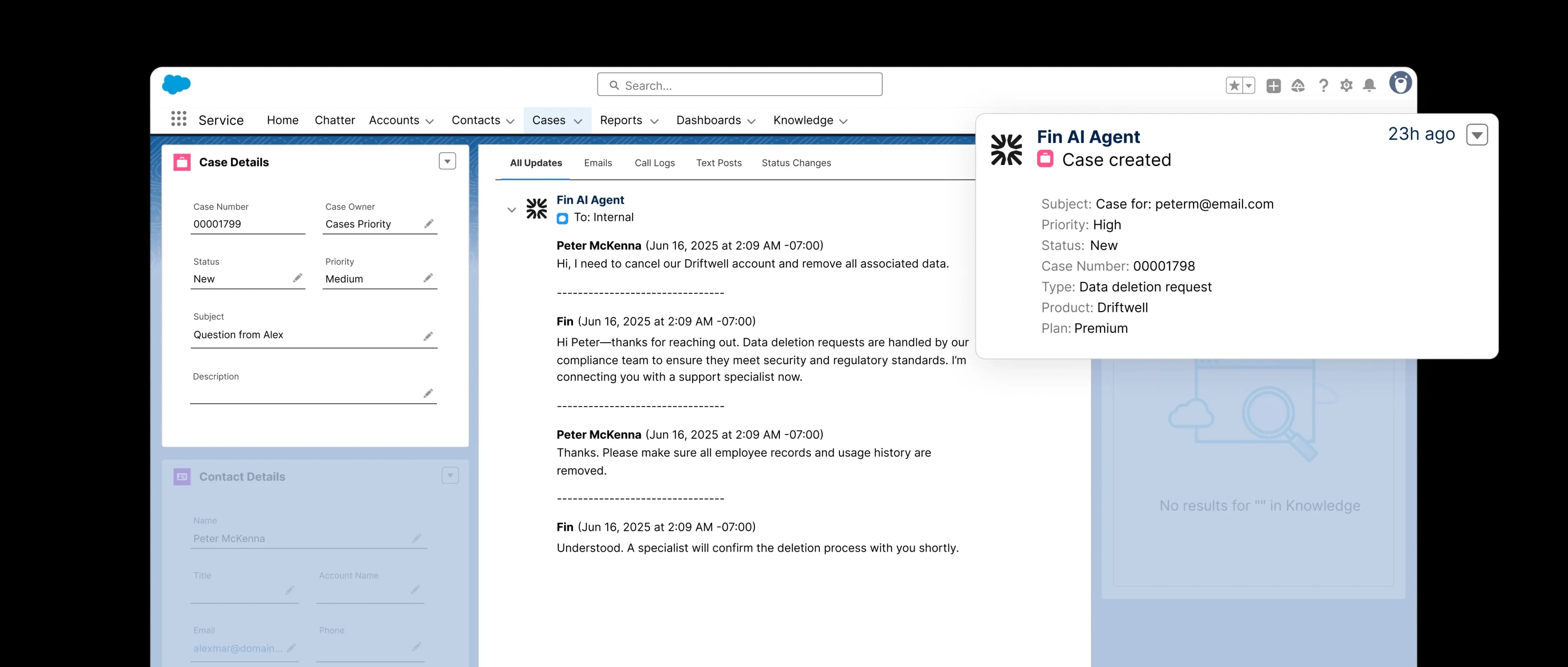 Seamless handoff to human agents