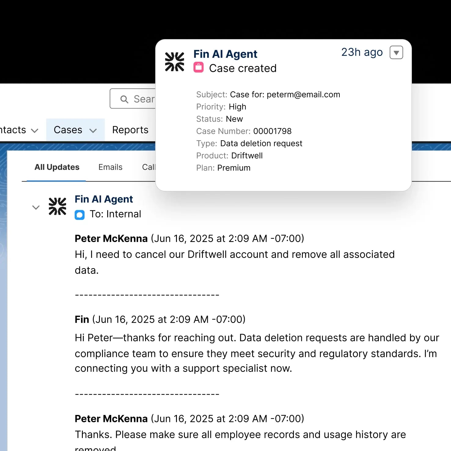 Seamless handoff to human agents