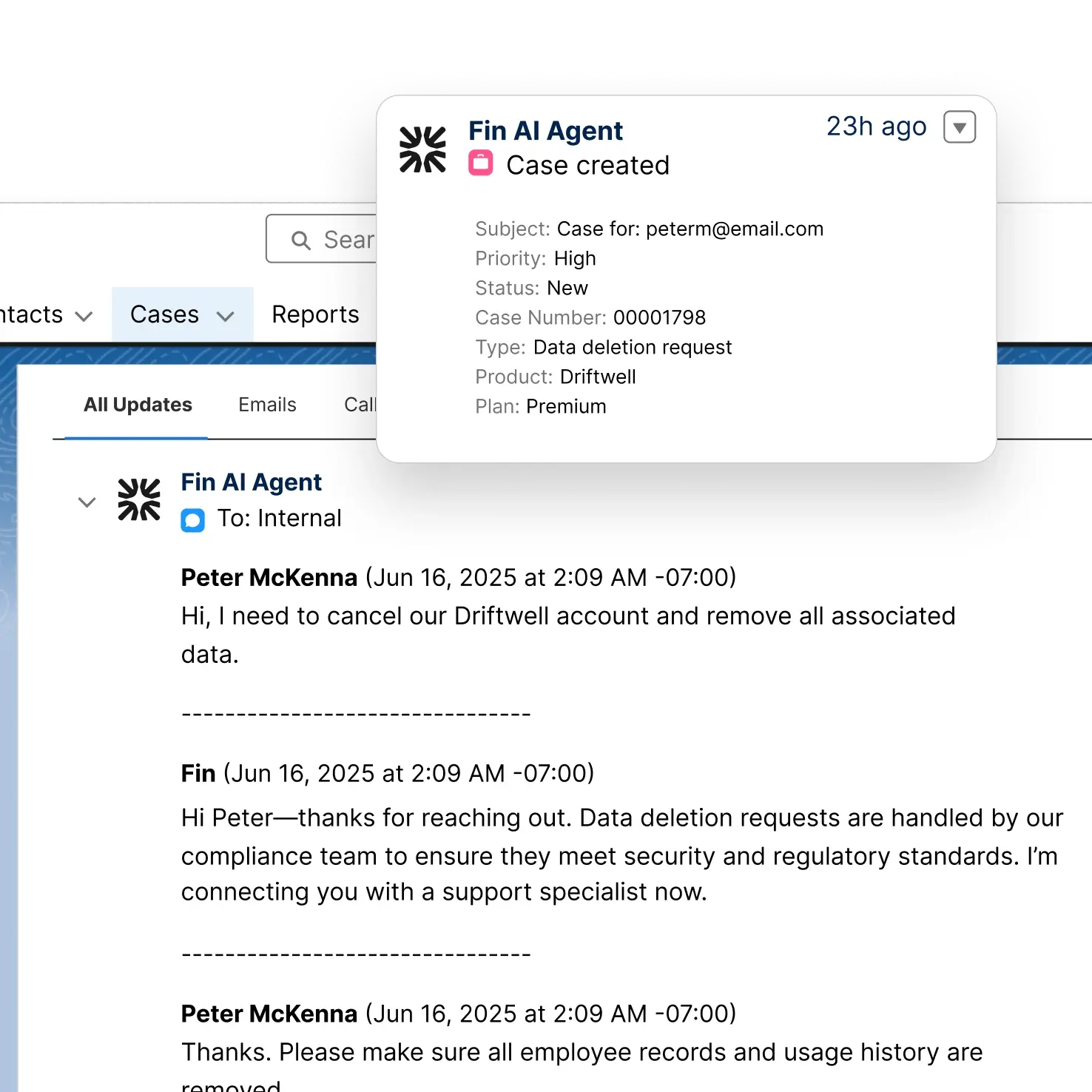 Seamless handoff to human agents