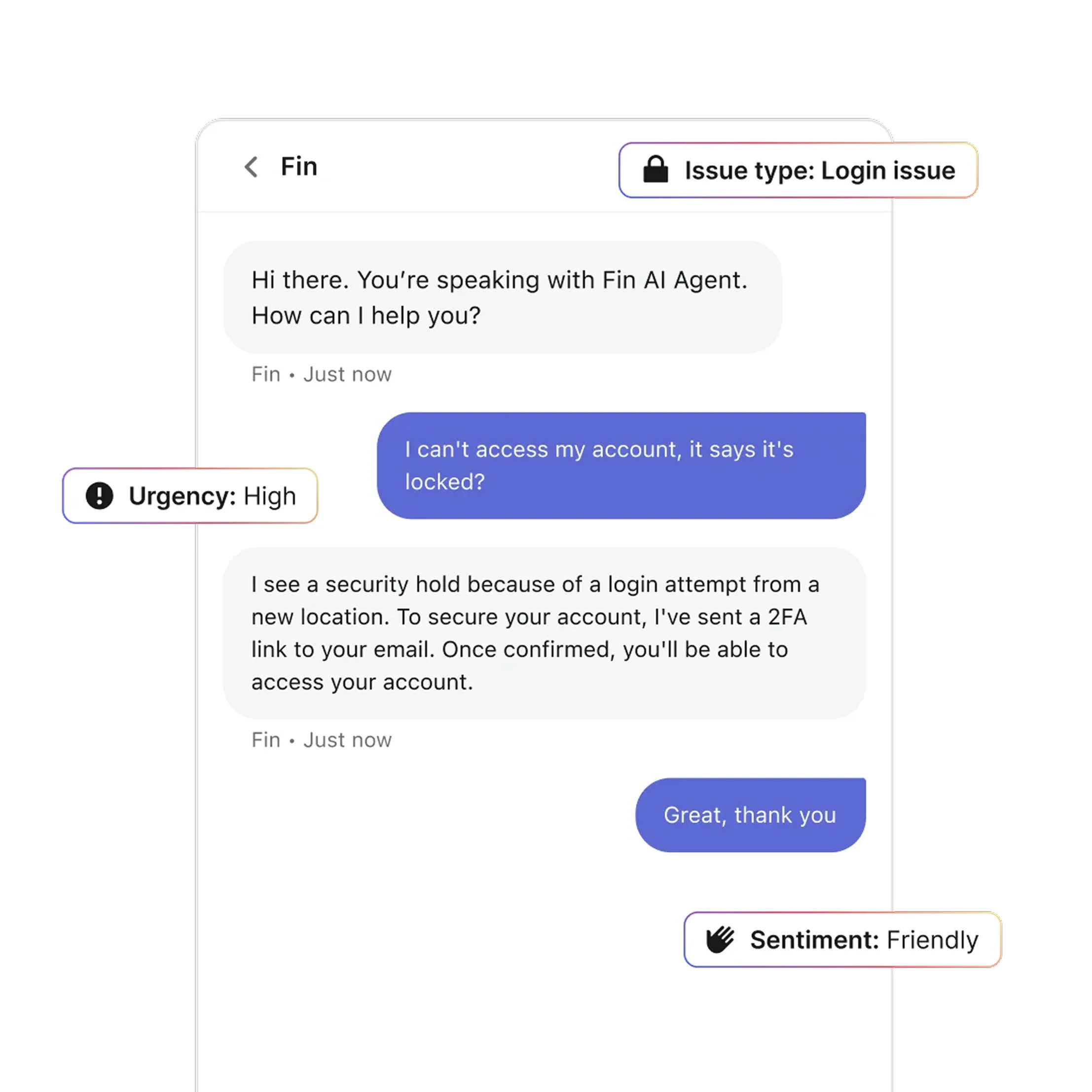 Fin detects key attributes in every conversation