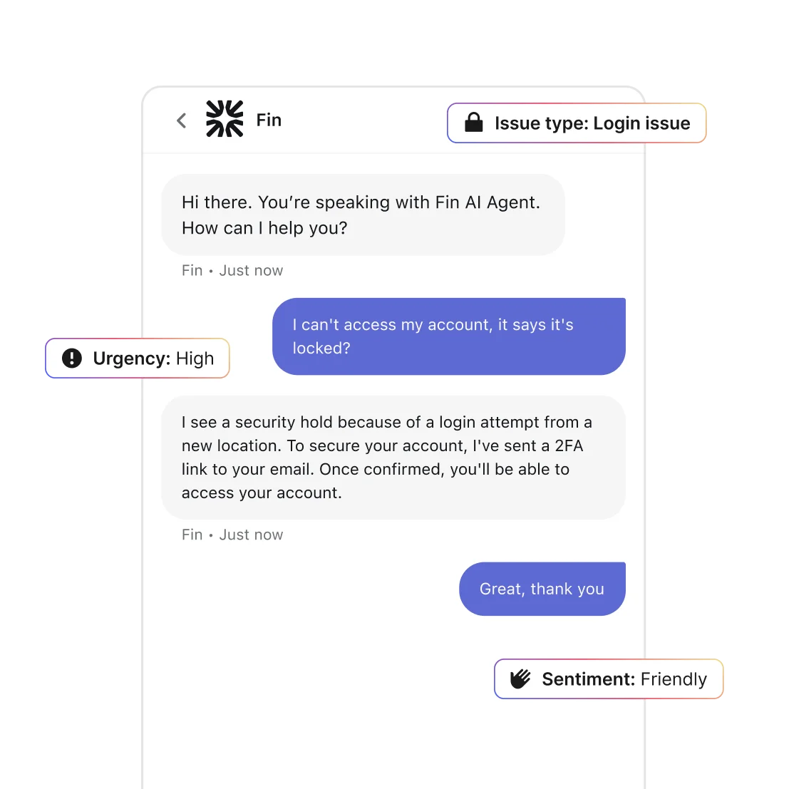 Fin detects key attributes in every conversation