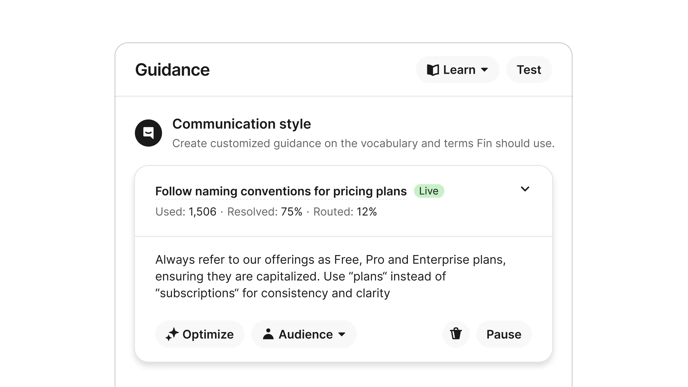 Define Fin's behavior