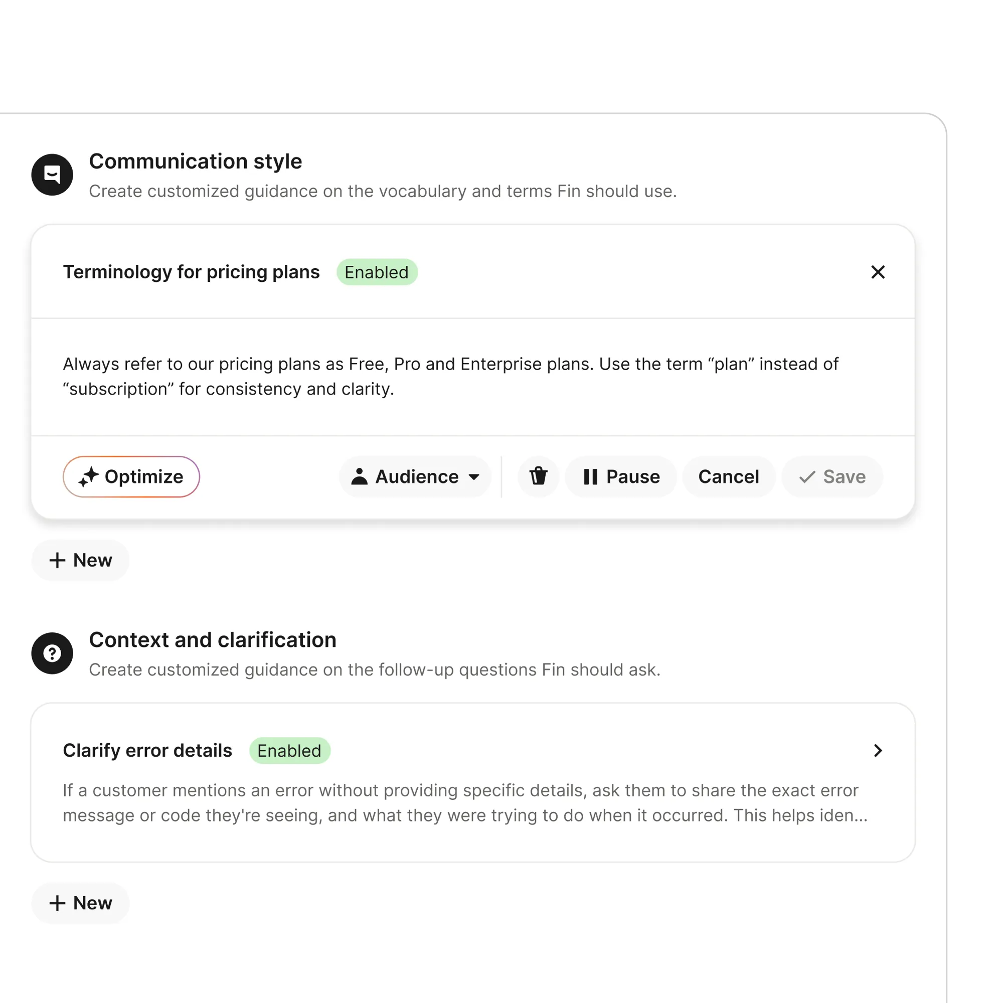 Policy configuration for communication style and context guidance