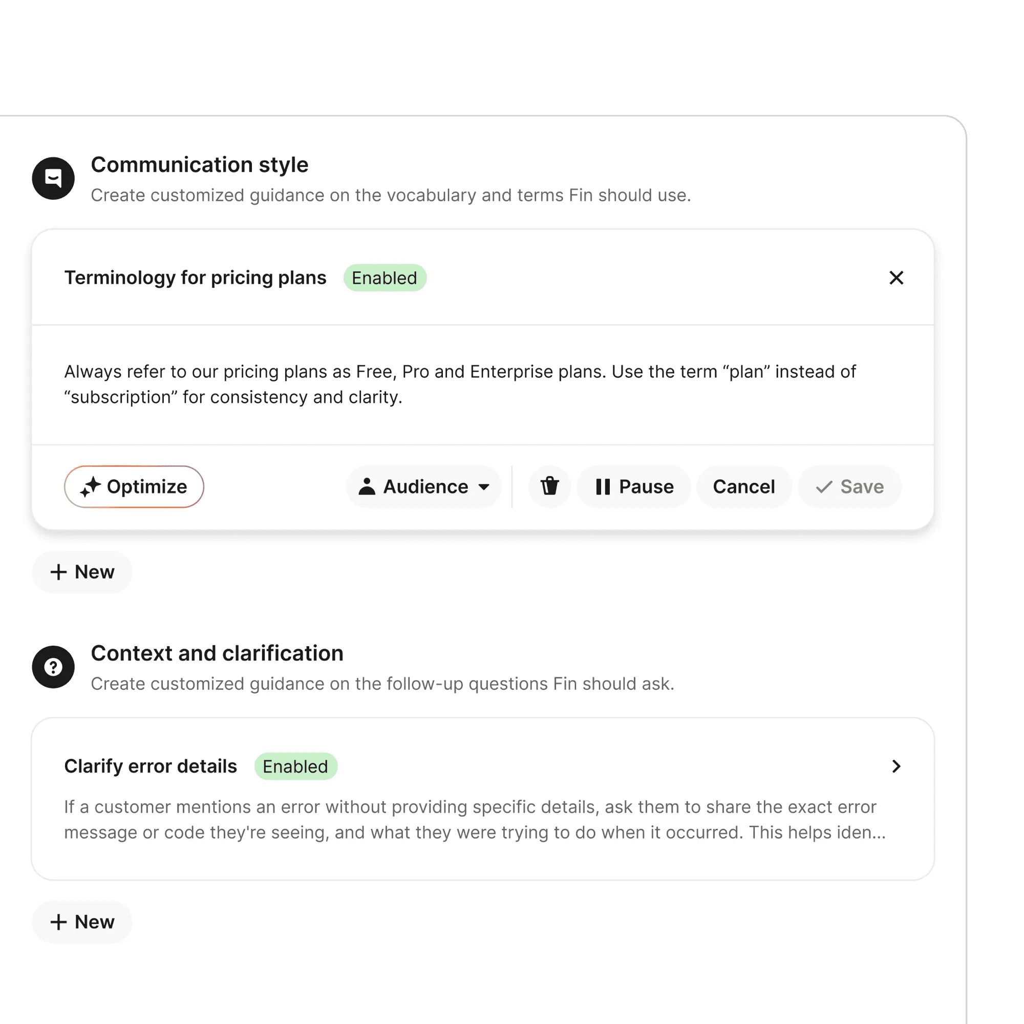 Policy configuration for communication style and context guidance