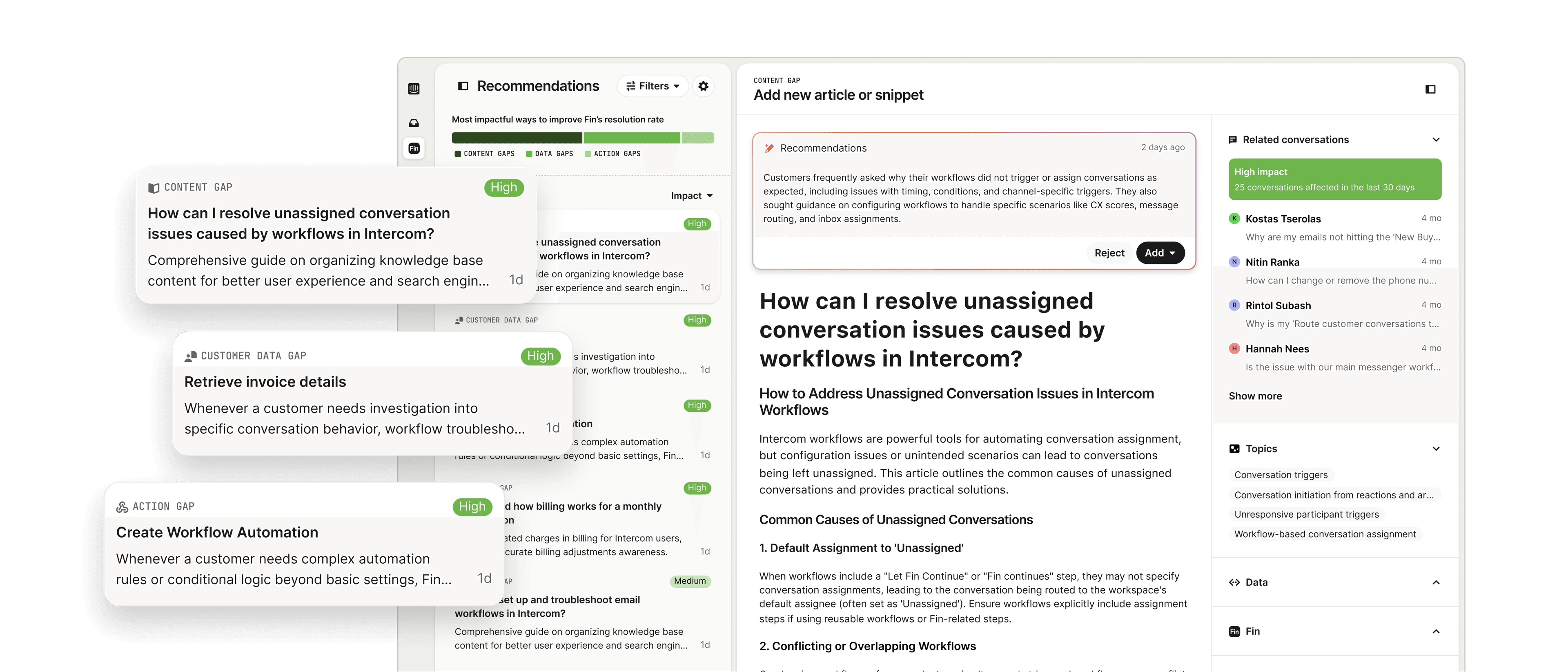 Recommendations overview showing prioritized improvement suggestions