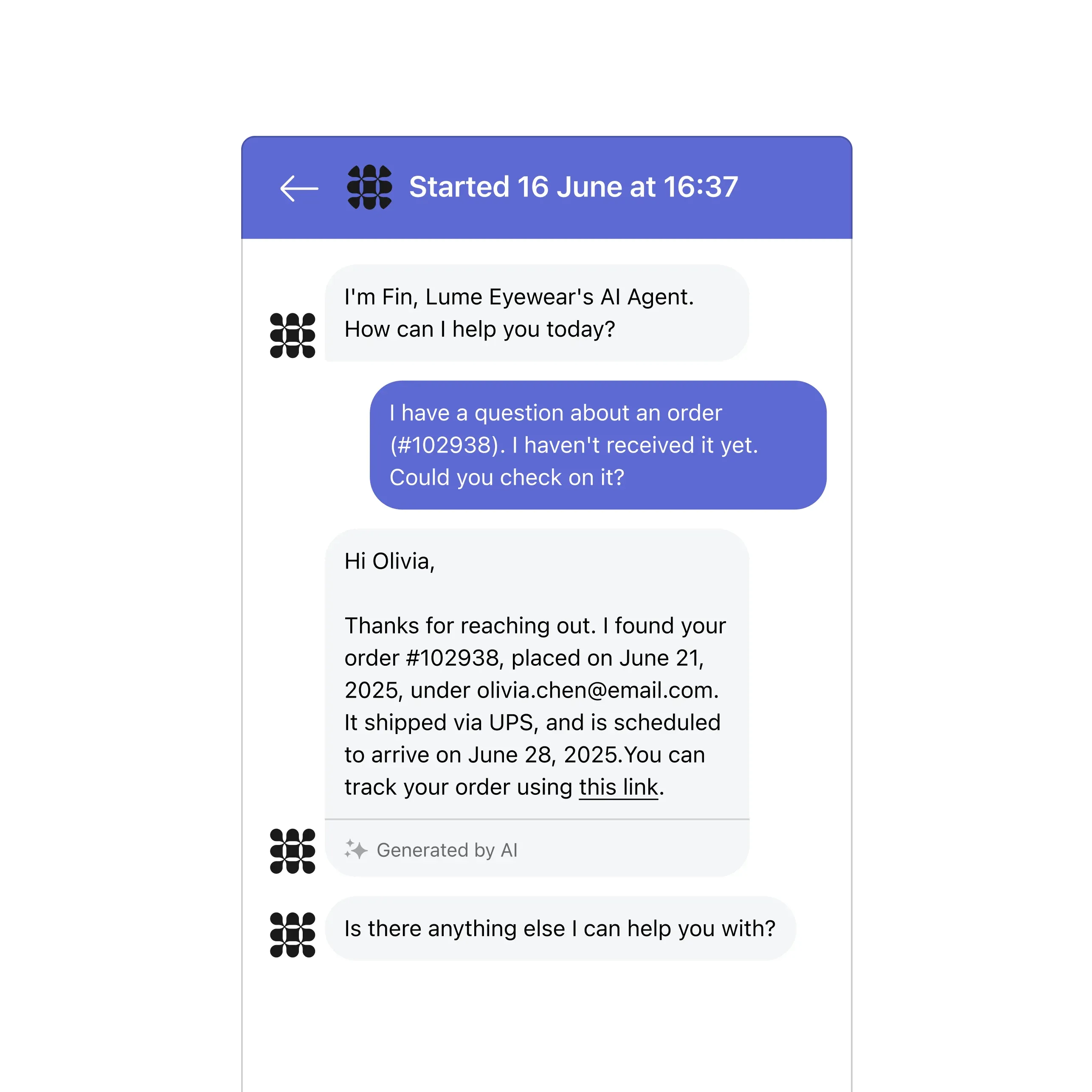 Fin answering in Zendesk Messaging