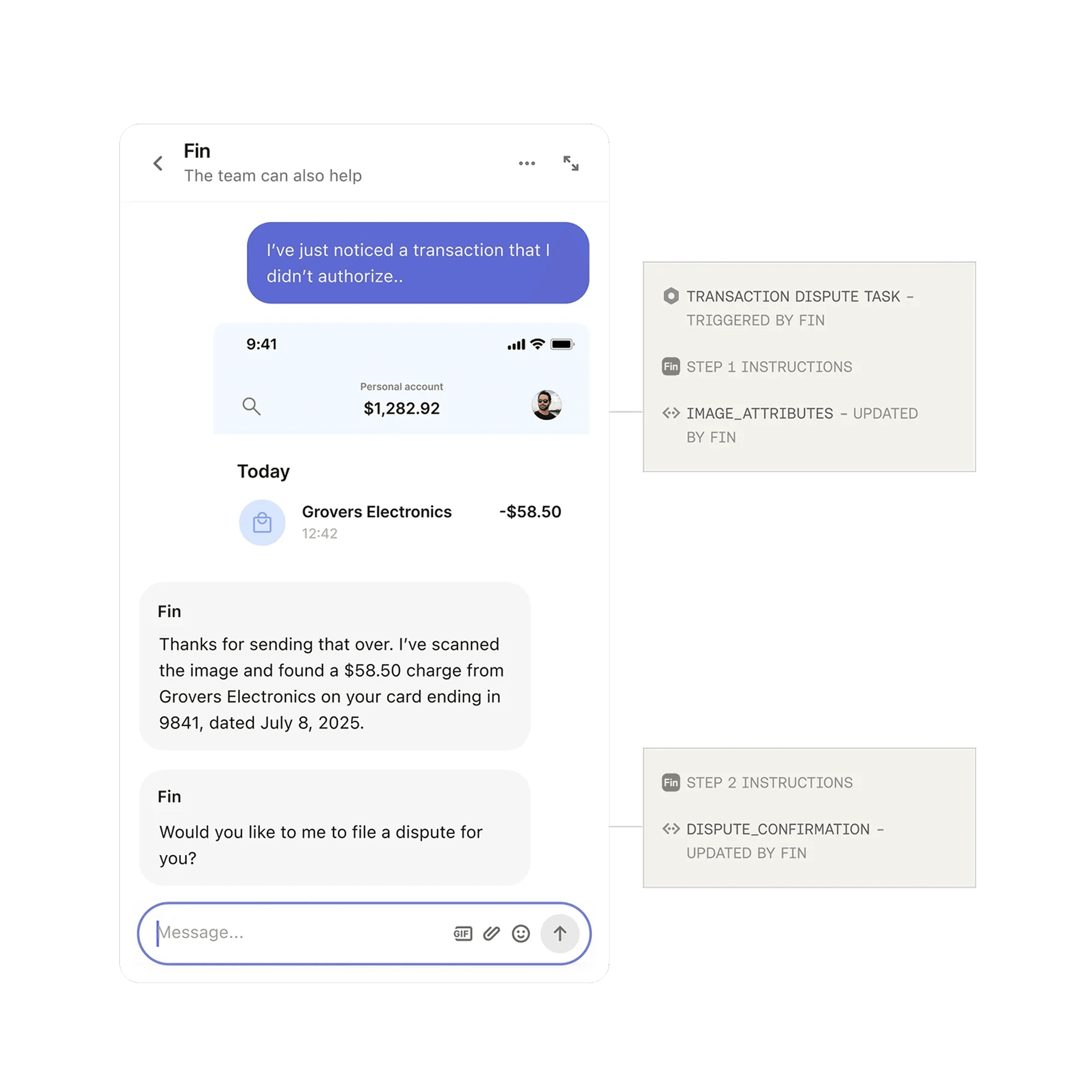Workflow automation for financial services customer support on mobile
