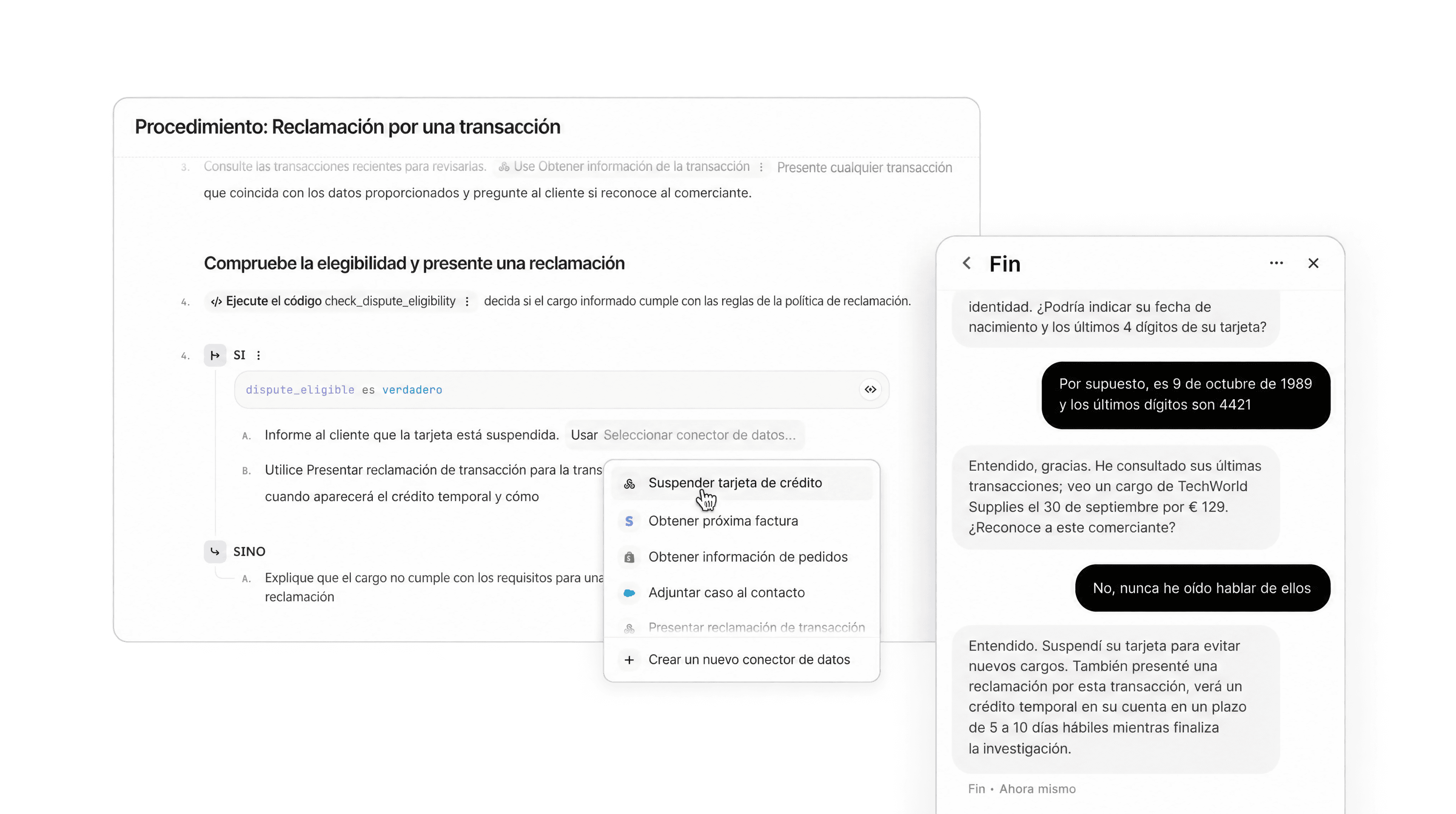 Interfaz de procedimientos donde se observa la configuración del flujo de trabajo en varios pasos