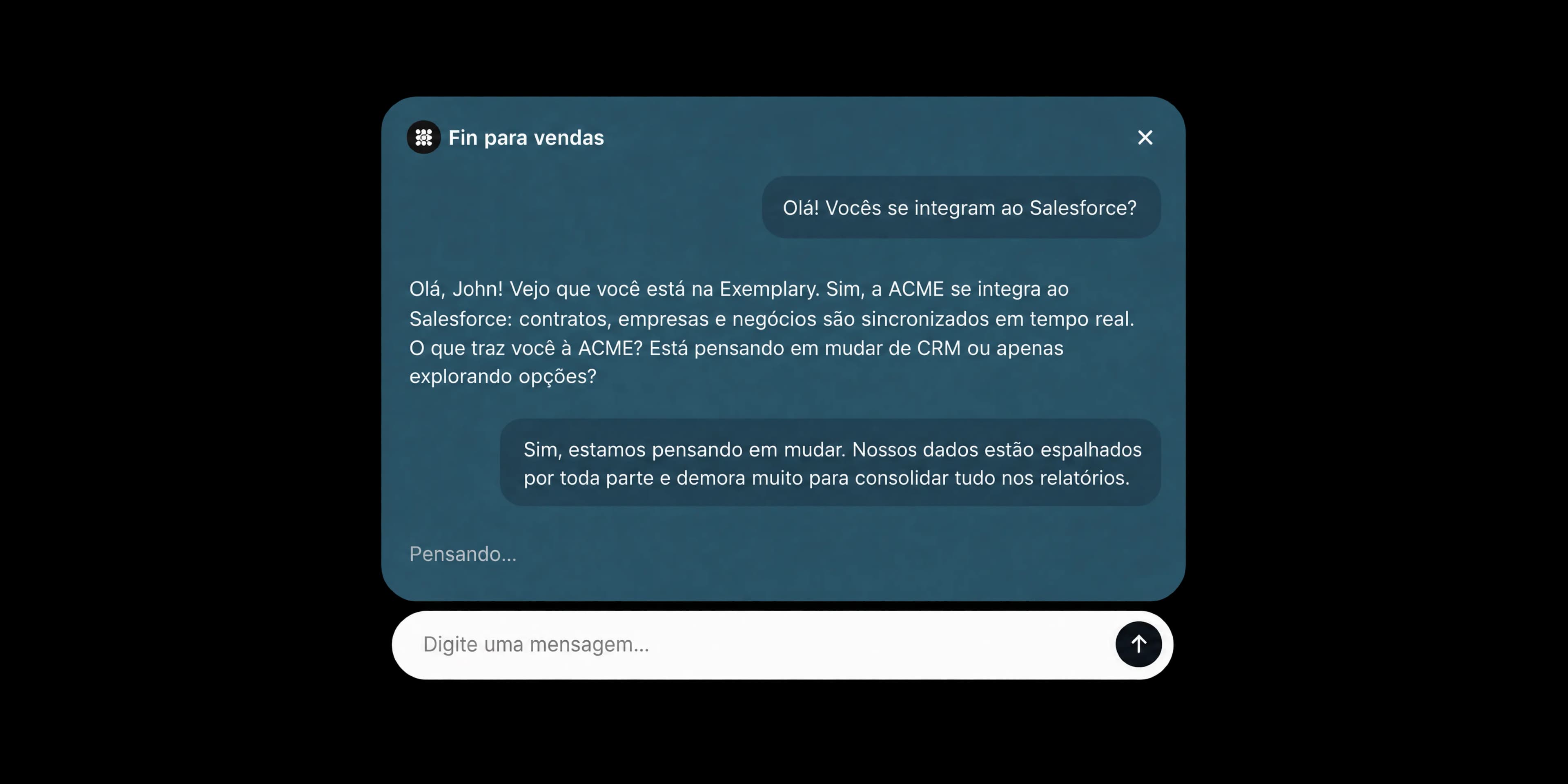 Fin qualificando e convertendo uma solicitação de vendas de entrada