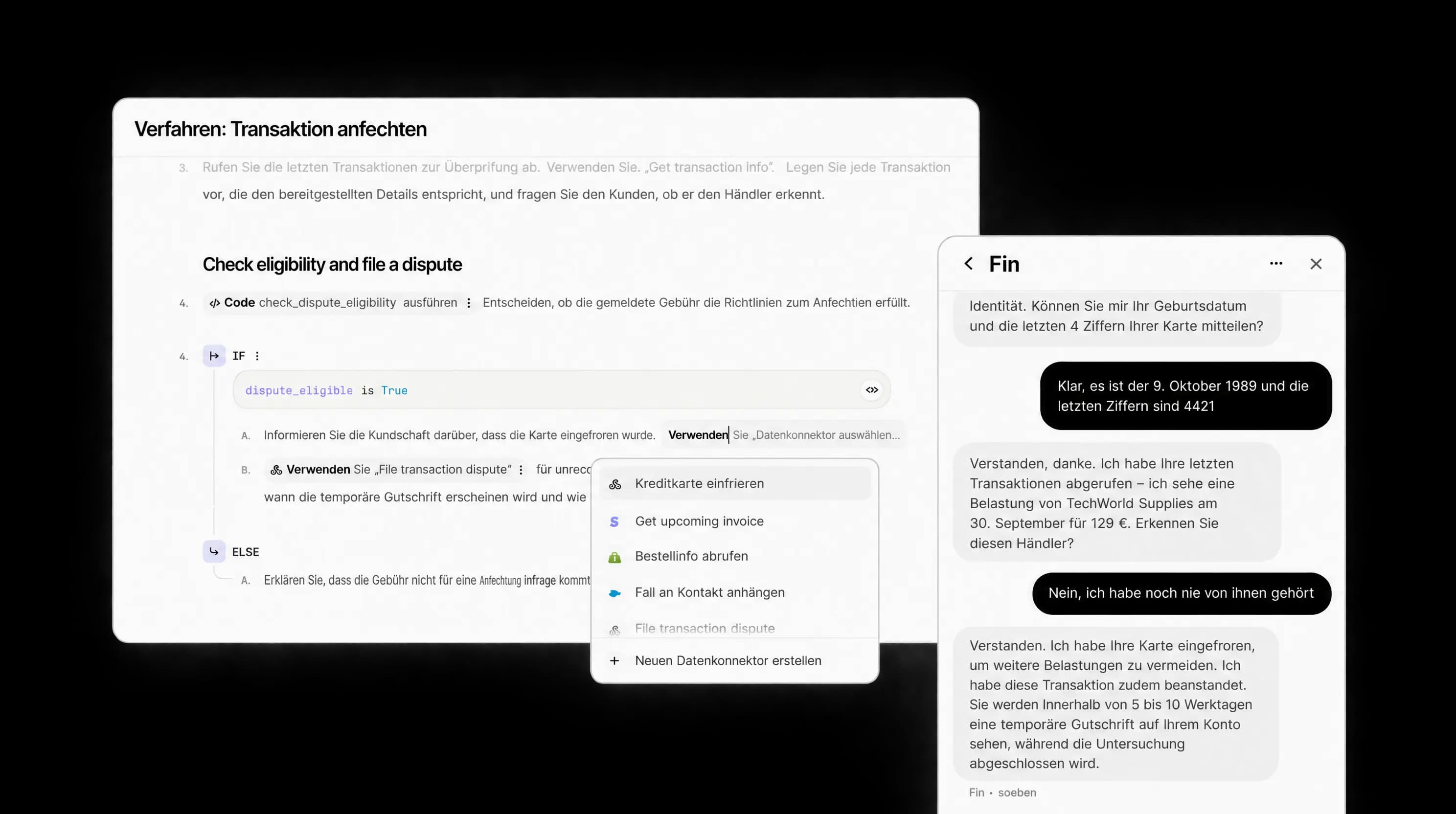 Procedures Interface zeigt die mehrstufige Workflow-Konfiguration