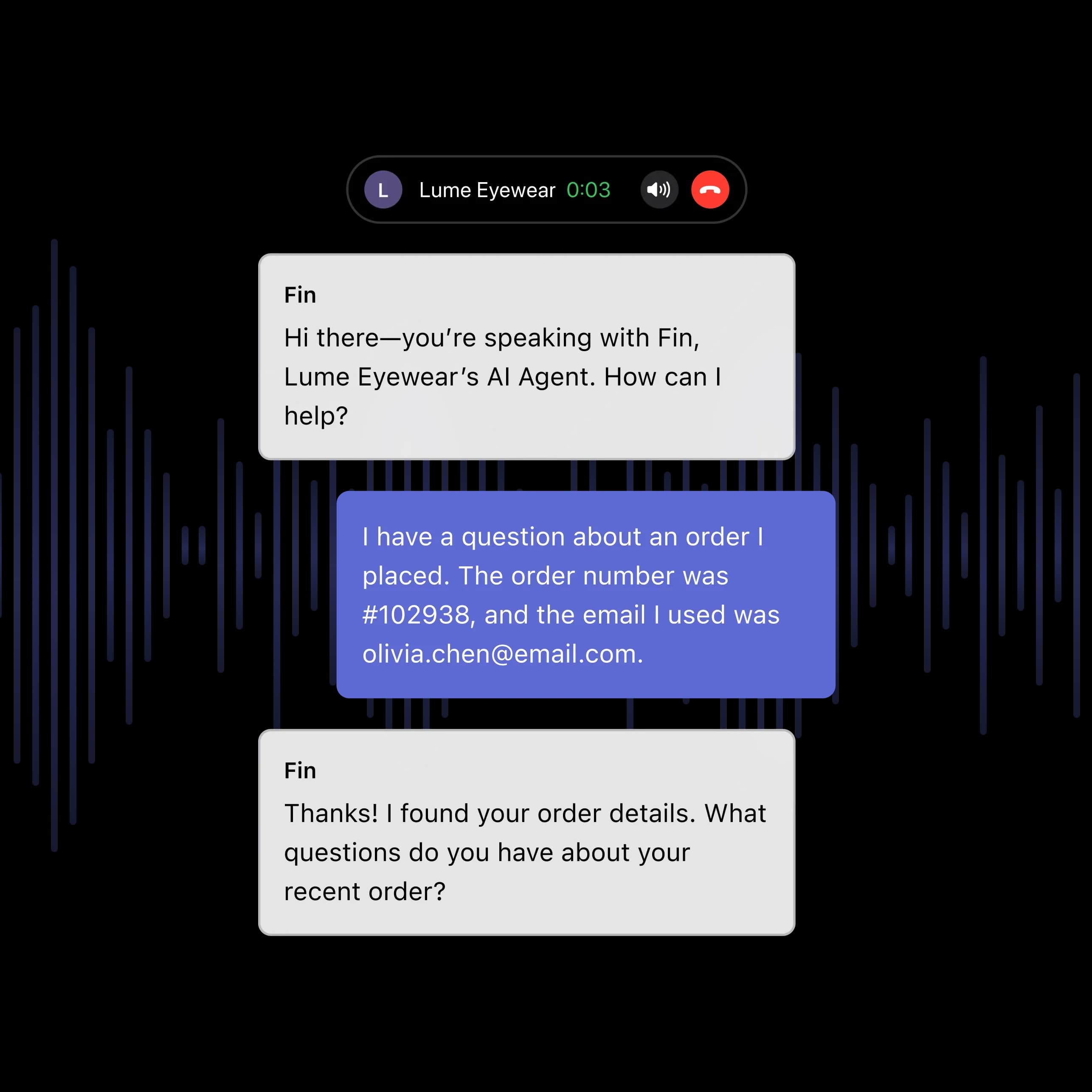 Fin Voice answering a phone call