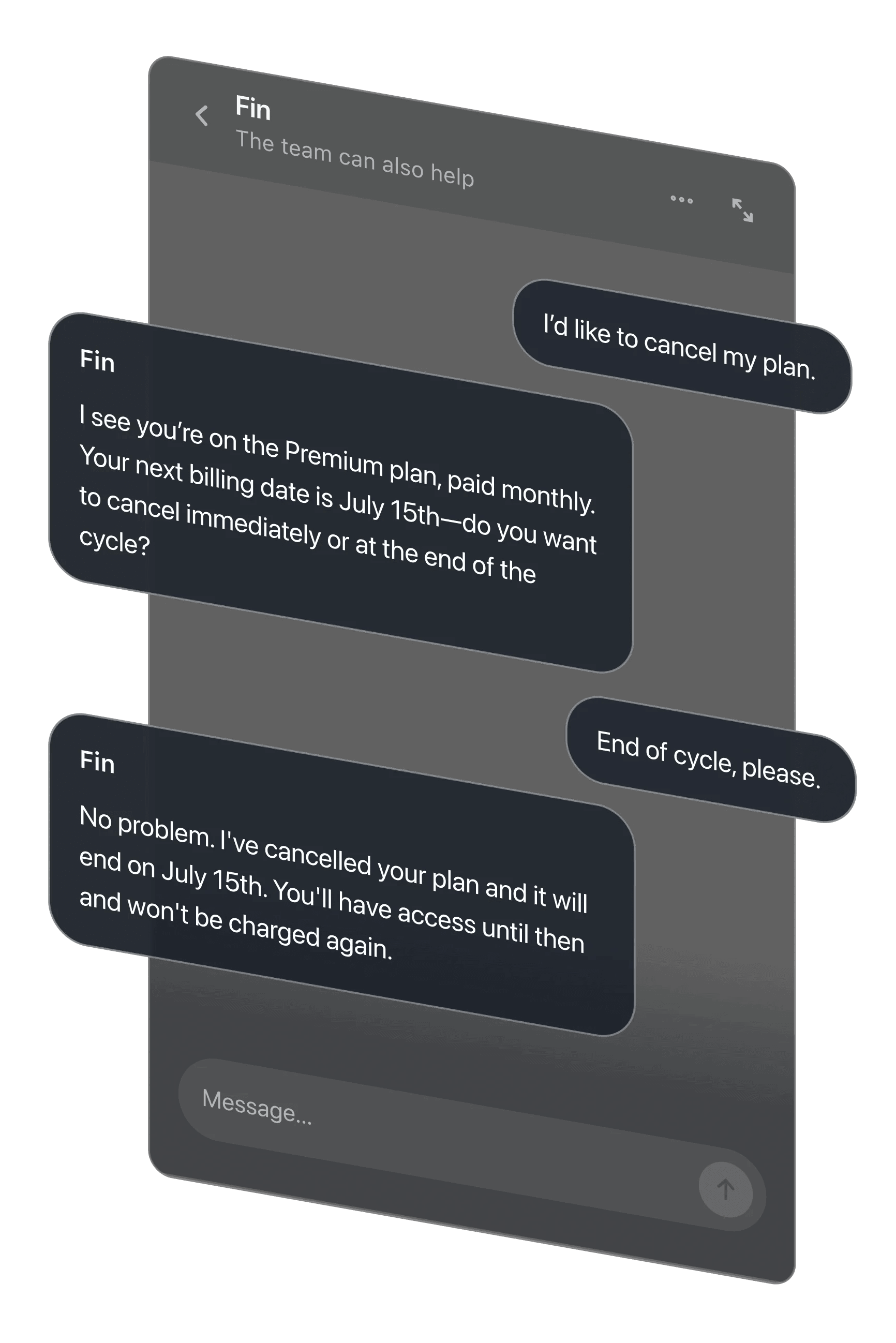Fin for live chat hero image