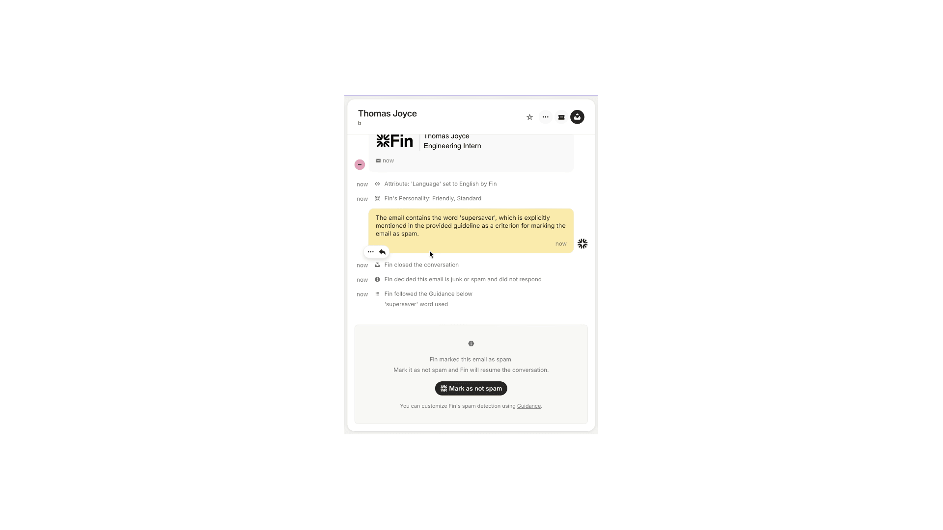 Spam inbox view