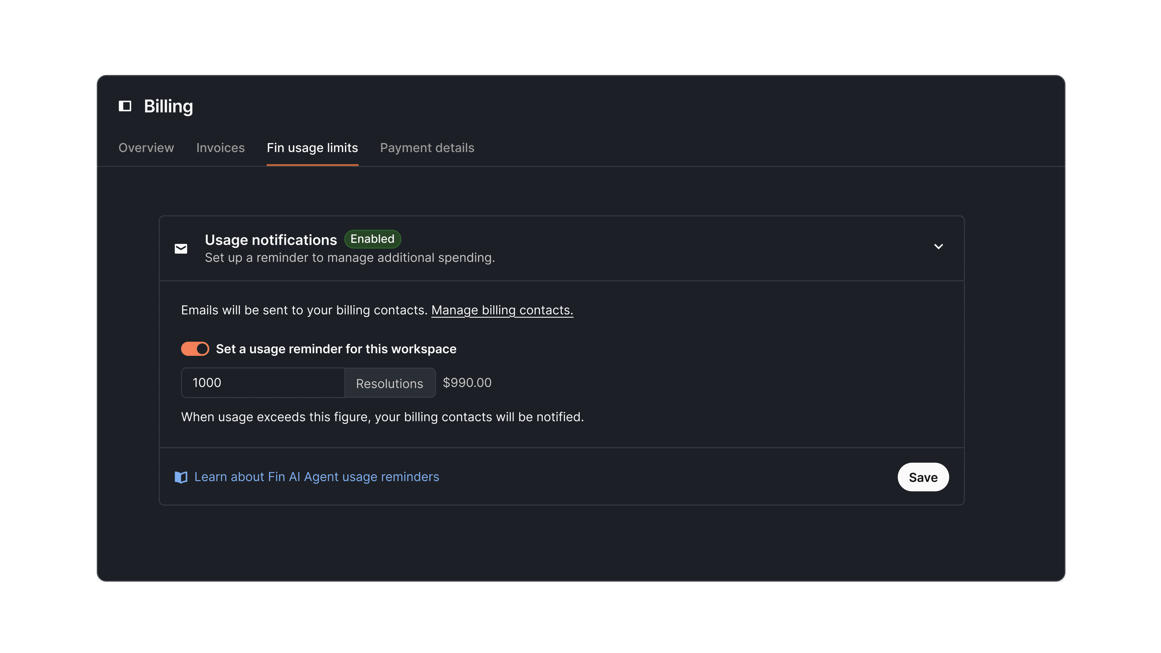 Usage Limits and Notifications