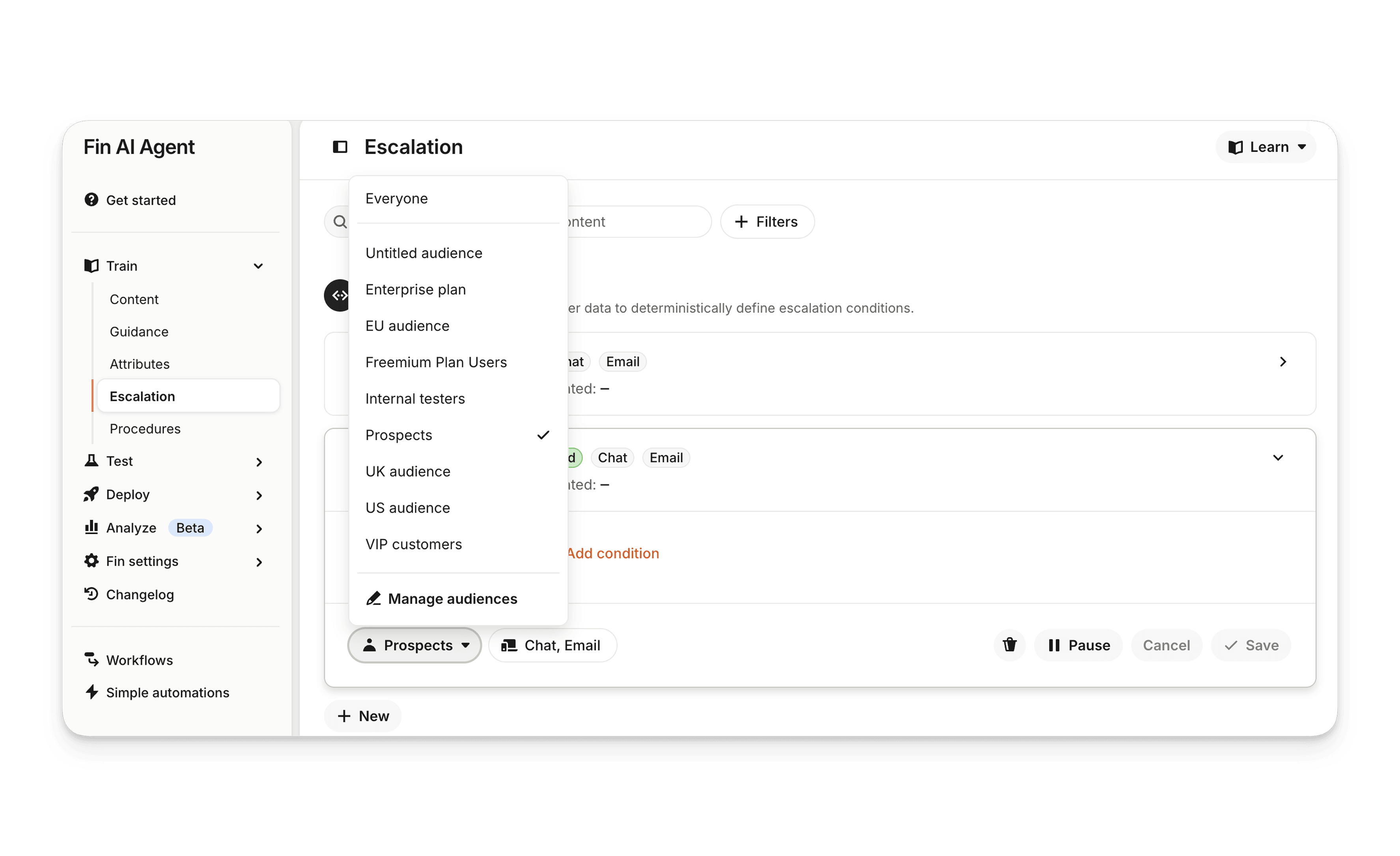 Escalations: Audience Targeting and Search