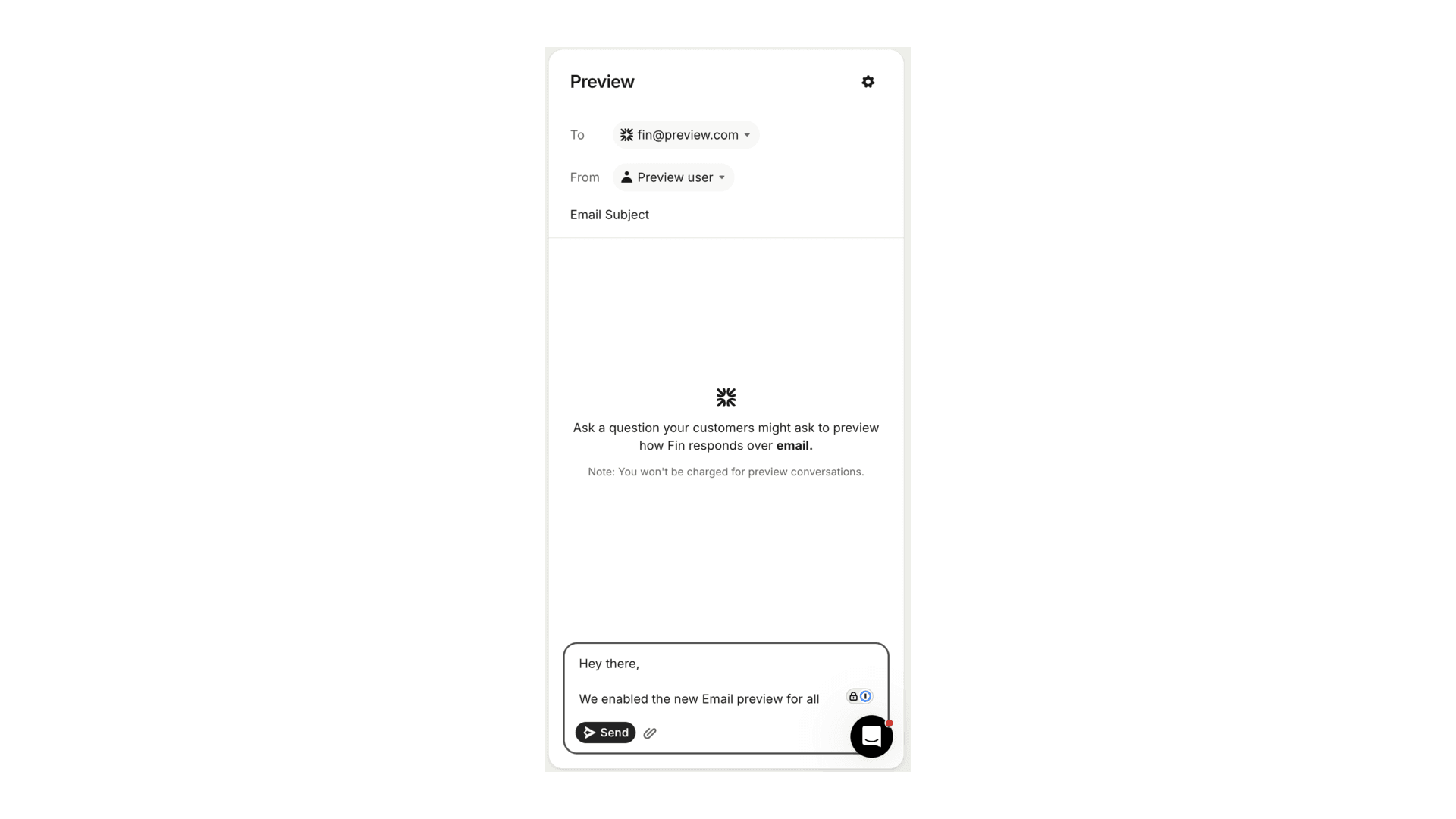 Fin over Email preview