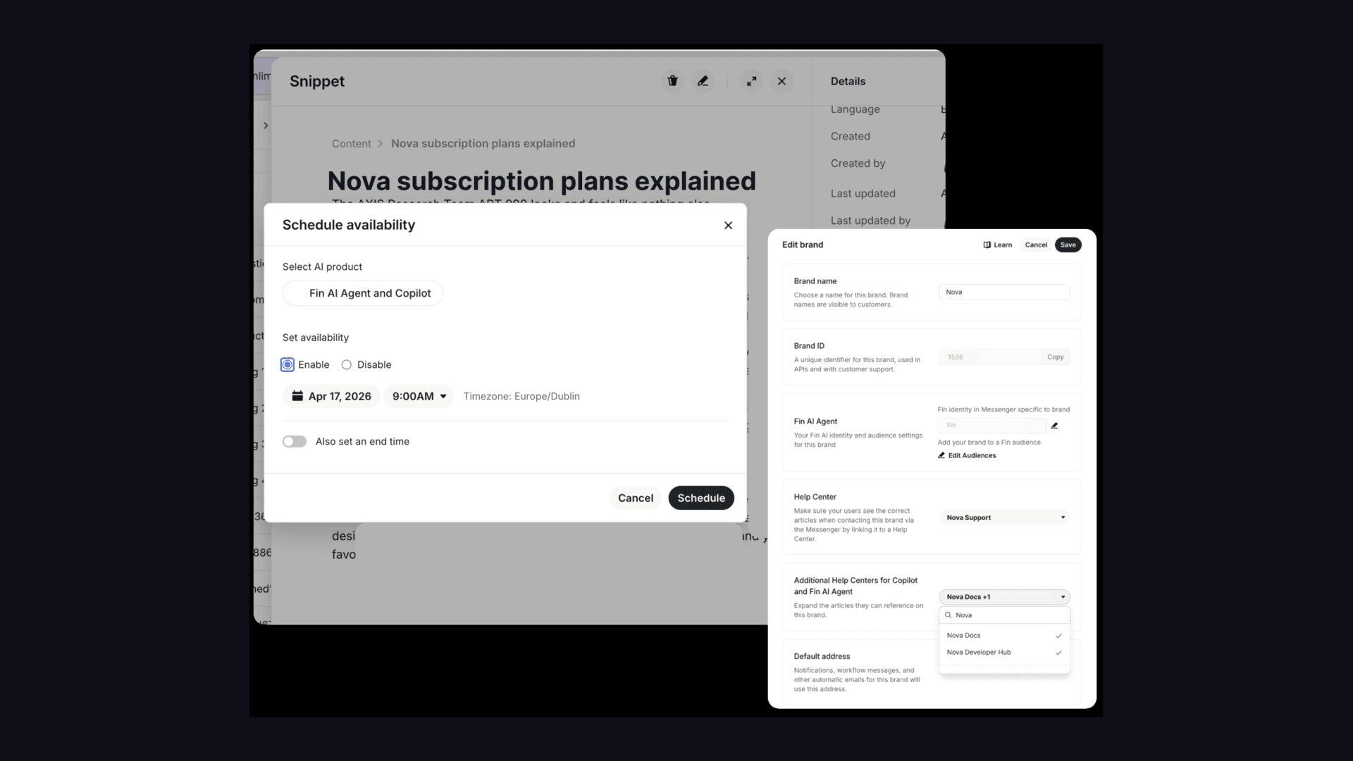 Multi-brand Help Centers and content scheduling