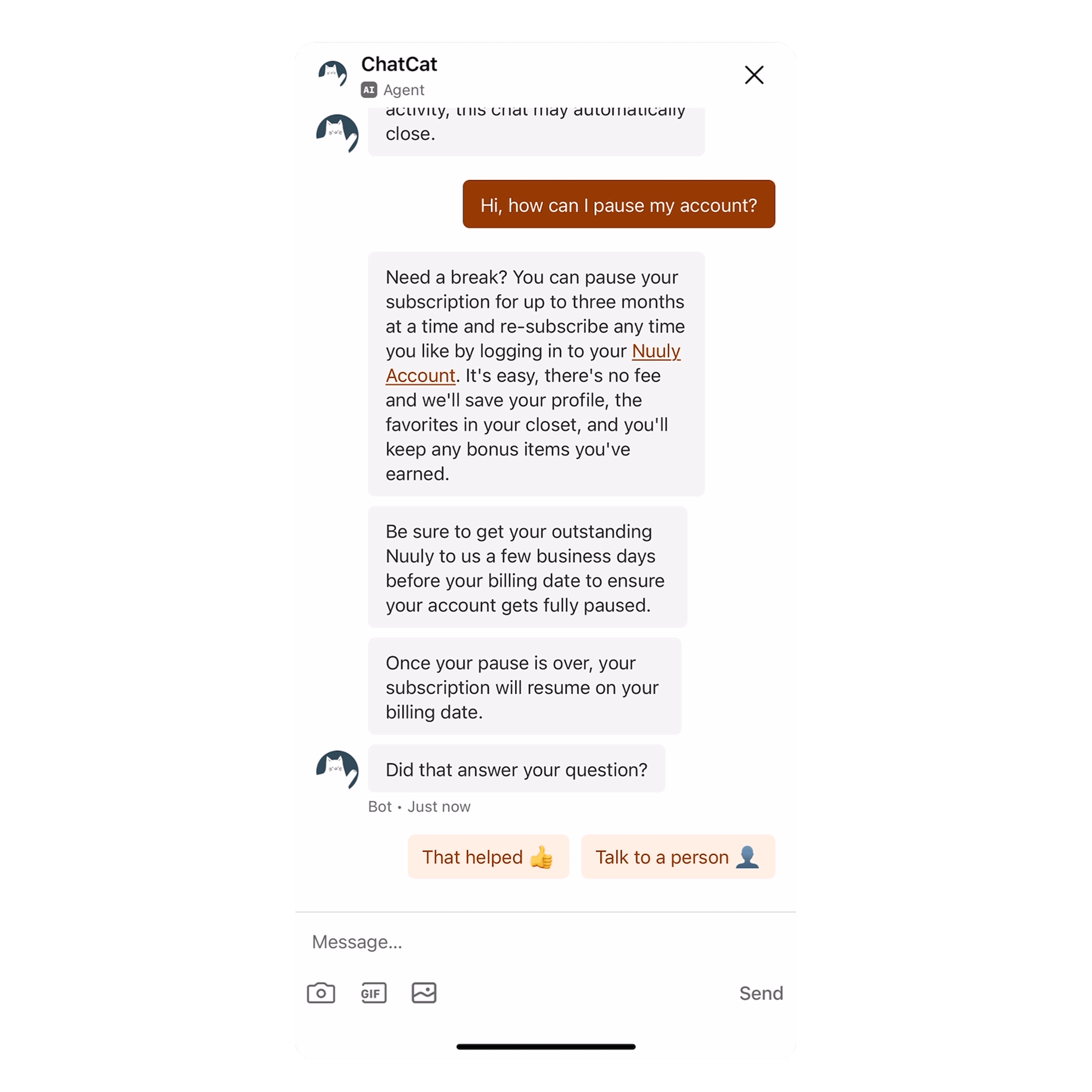 Nuuly's AI Agent, ChatCat