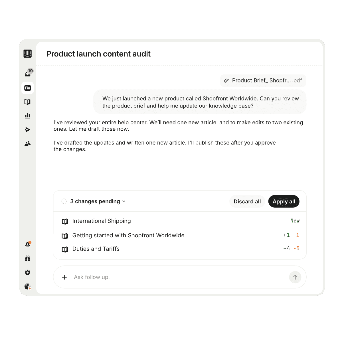 Fin for sales chat dialogue.